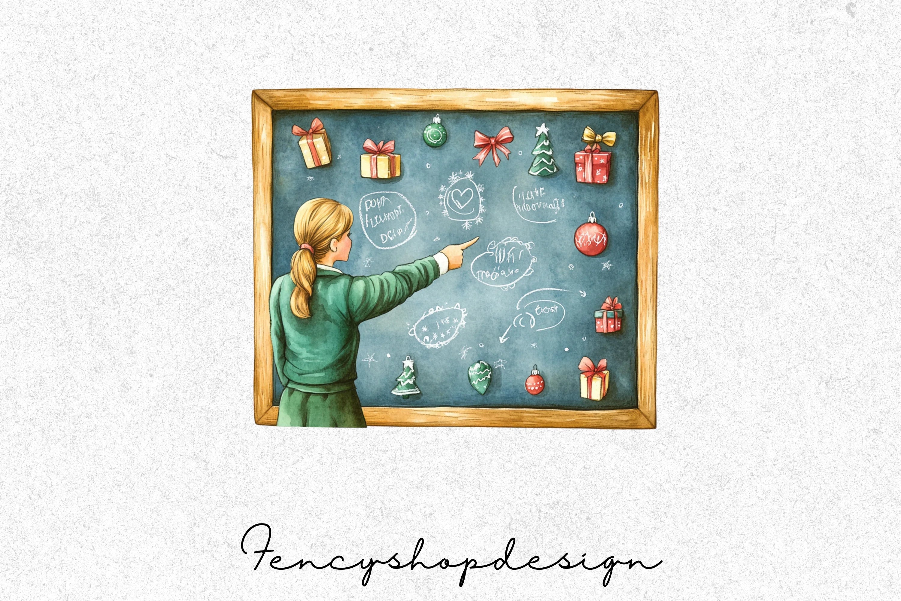 Christmas School Chalkboard Clipart Bundle - Image 3