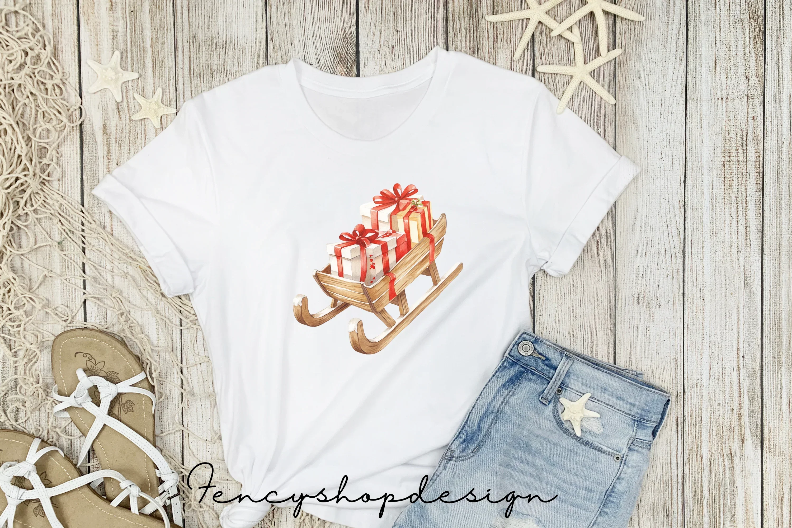 Christmas Sleds with Gifts Clipart Bundle - Image 4