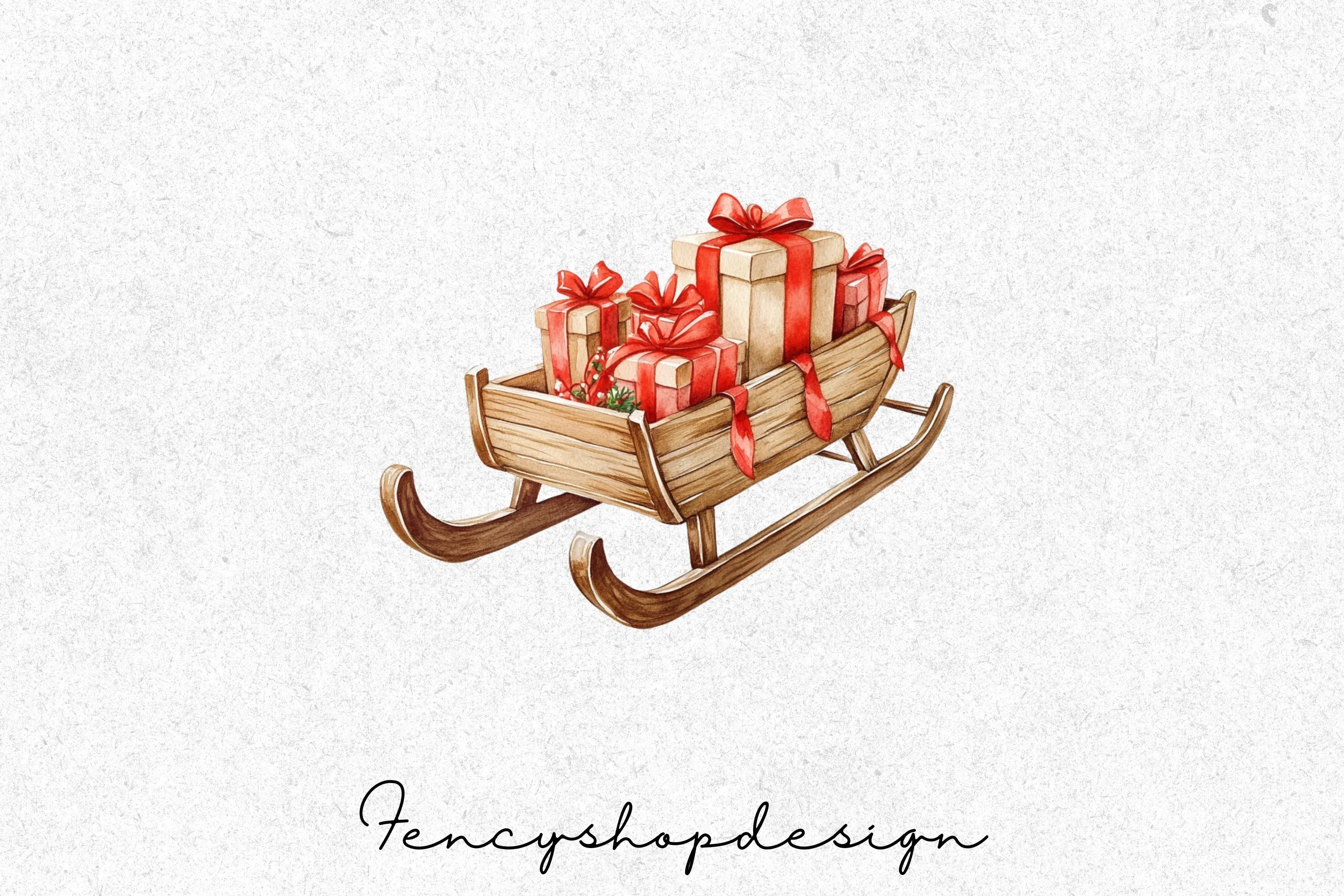 Christmas Sleds with Gifts Clipart Bundle - Image 6
