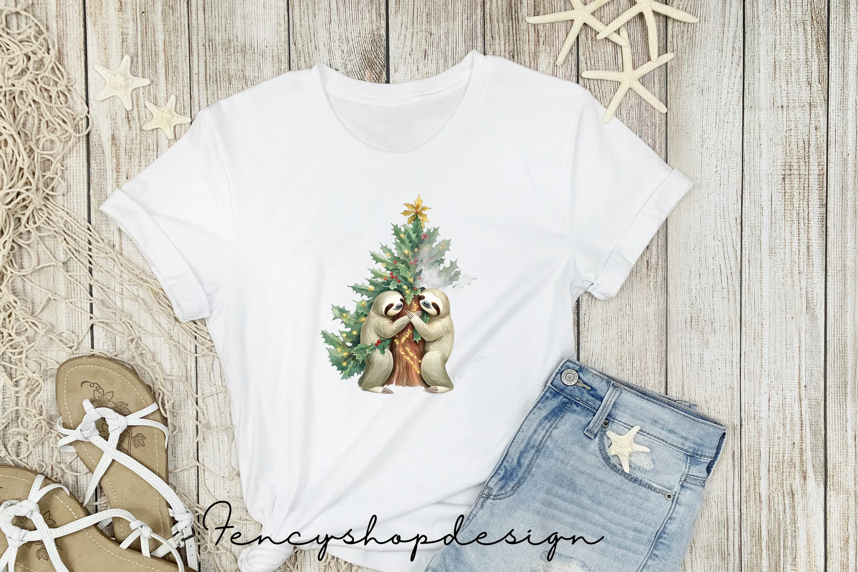 Christmas Sloth Family Clipart Bundle - Image 3