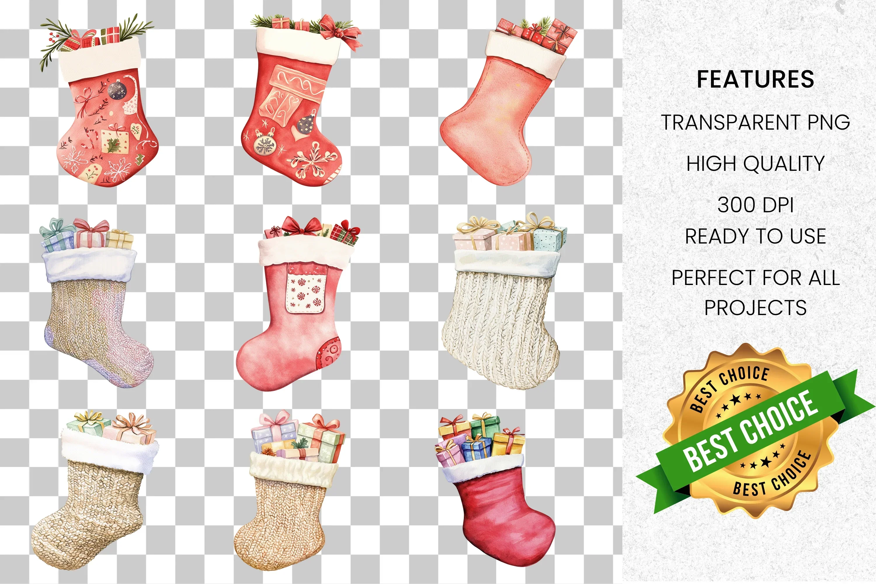 Christmas Stockings Clipart Bundle - Image 2