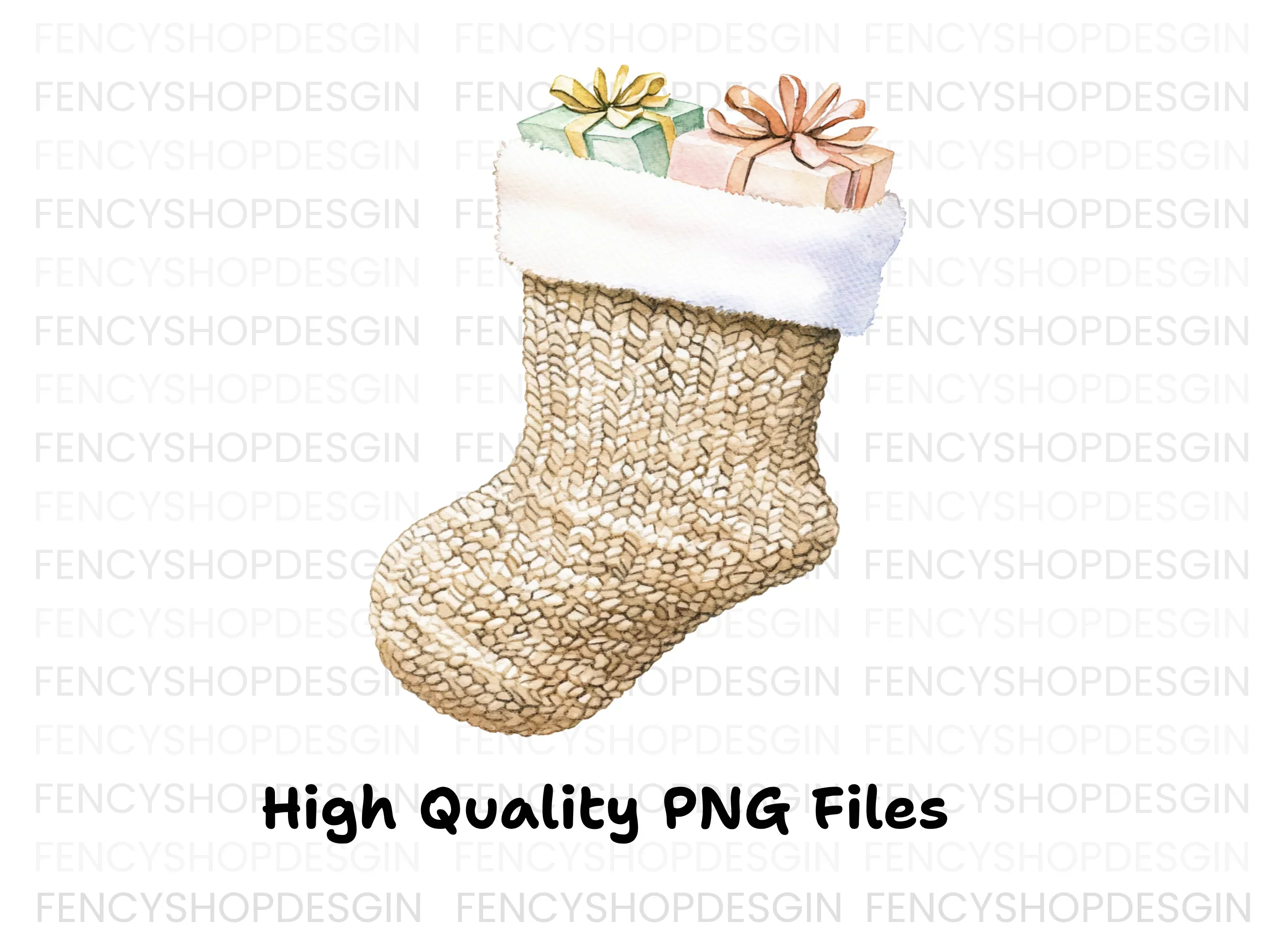 Christmas Stockings with Gifts Clipart Bundle - Image 2