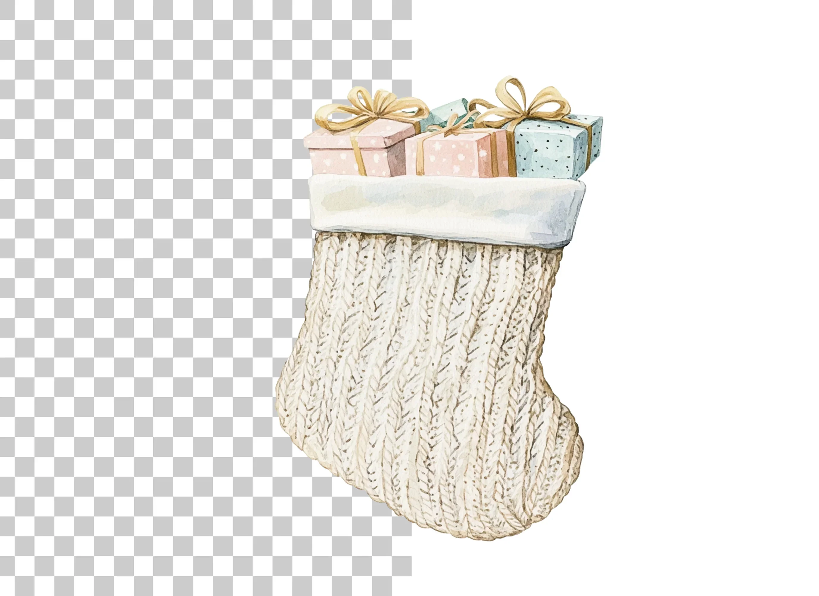 Christmas Stockings with Gifts Clipart Bundle - Image 6