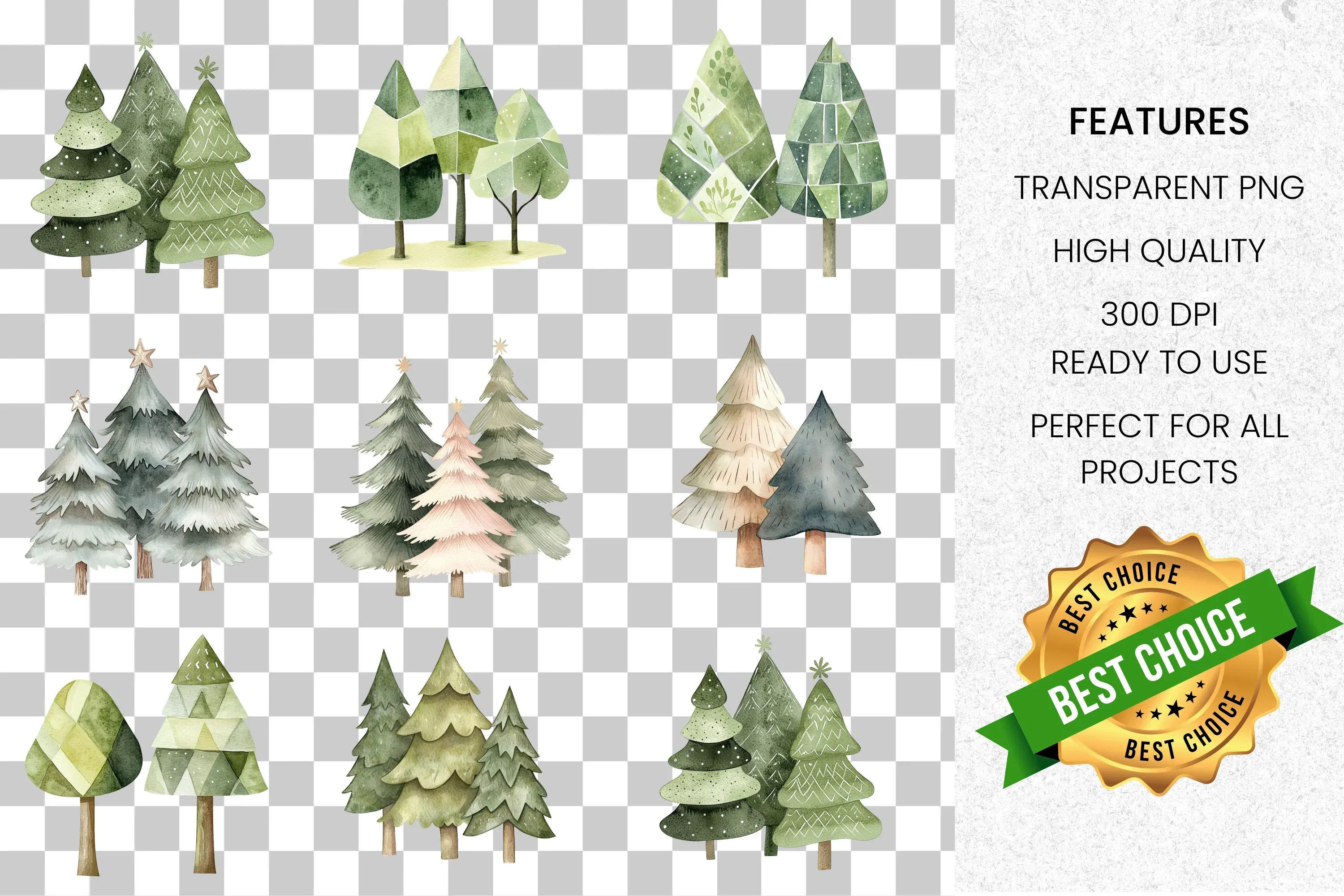 Christmas Tree Clipart Bundle - Image 2