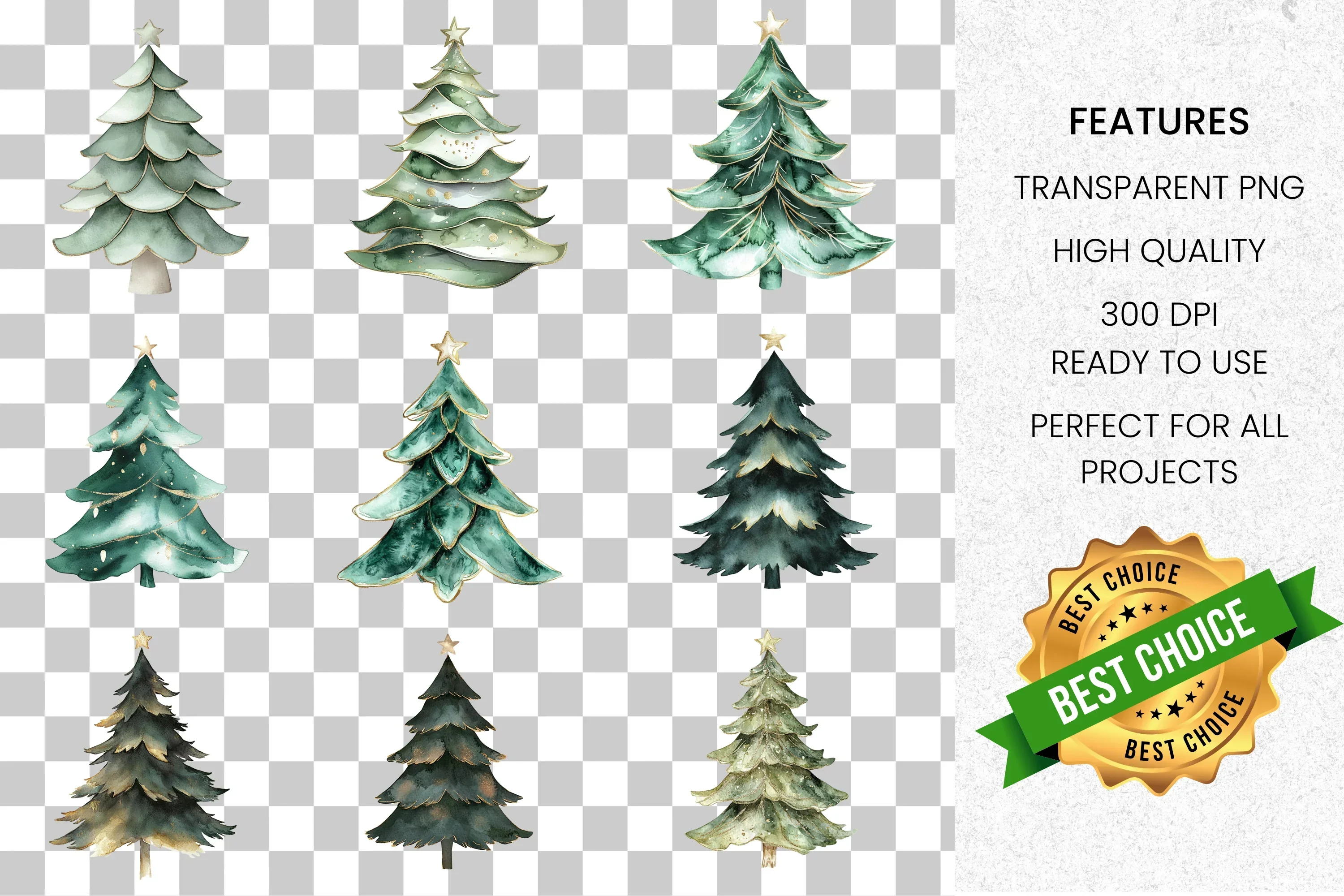Christmas Tree Clipart Bundle - Image 2