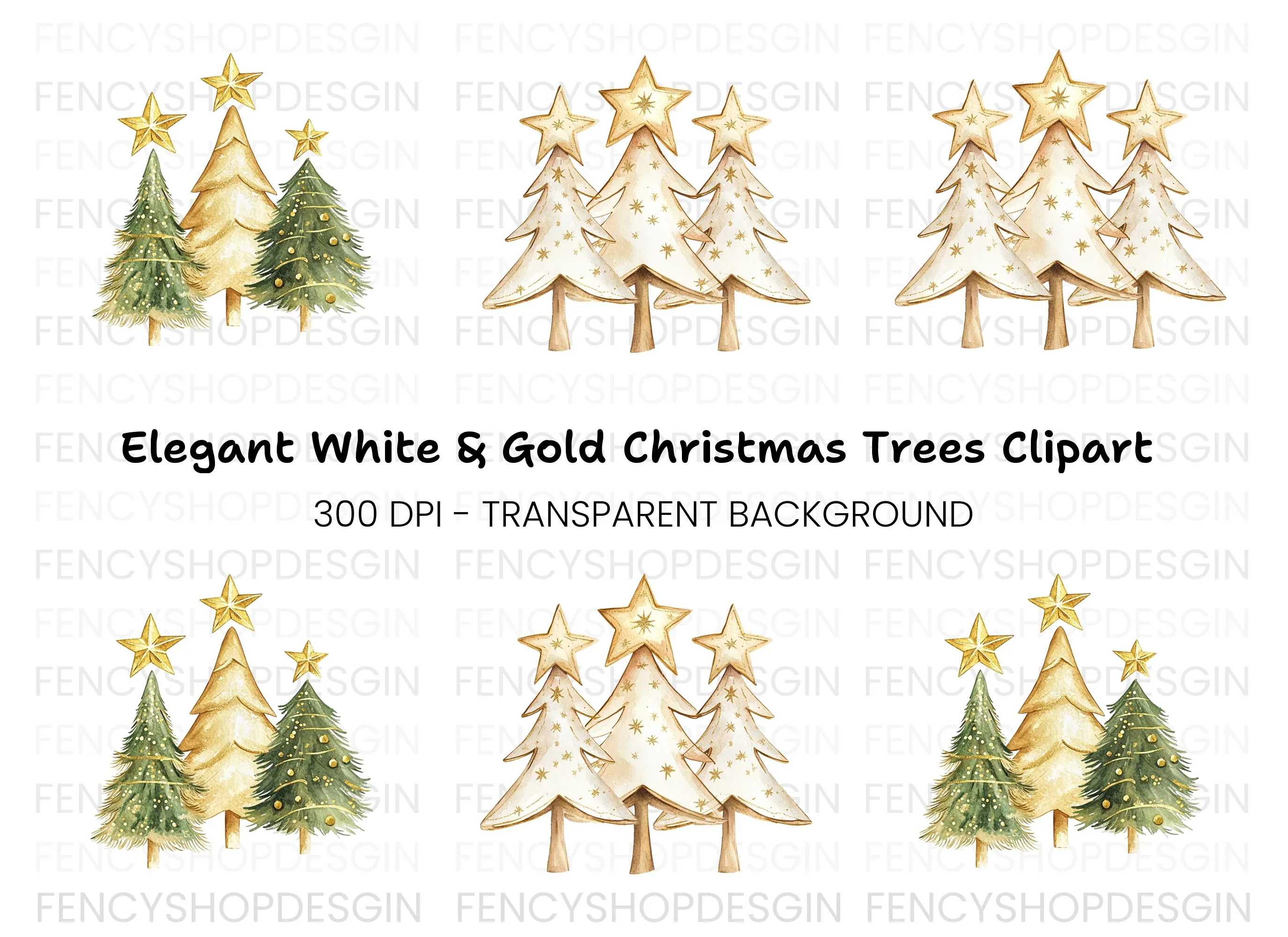 Christmas Tree Clipart Bundle