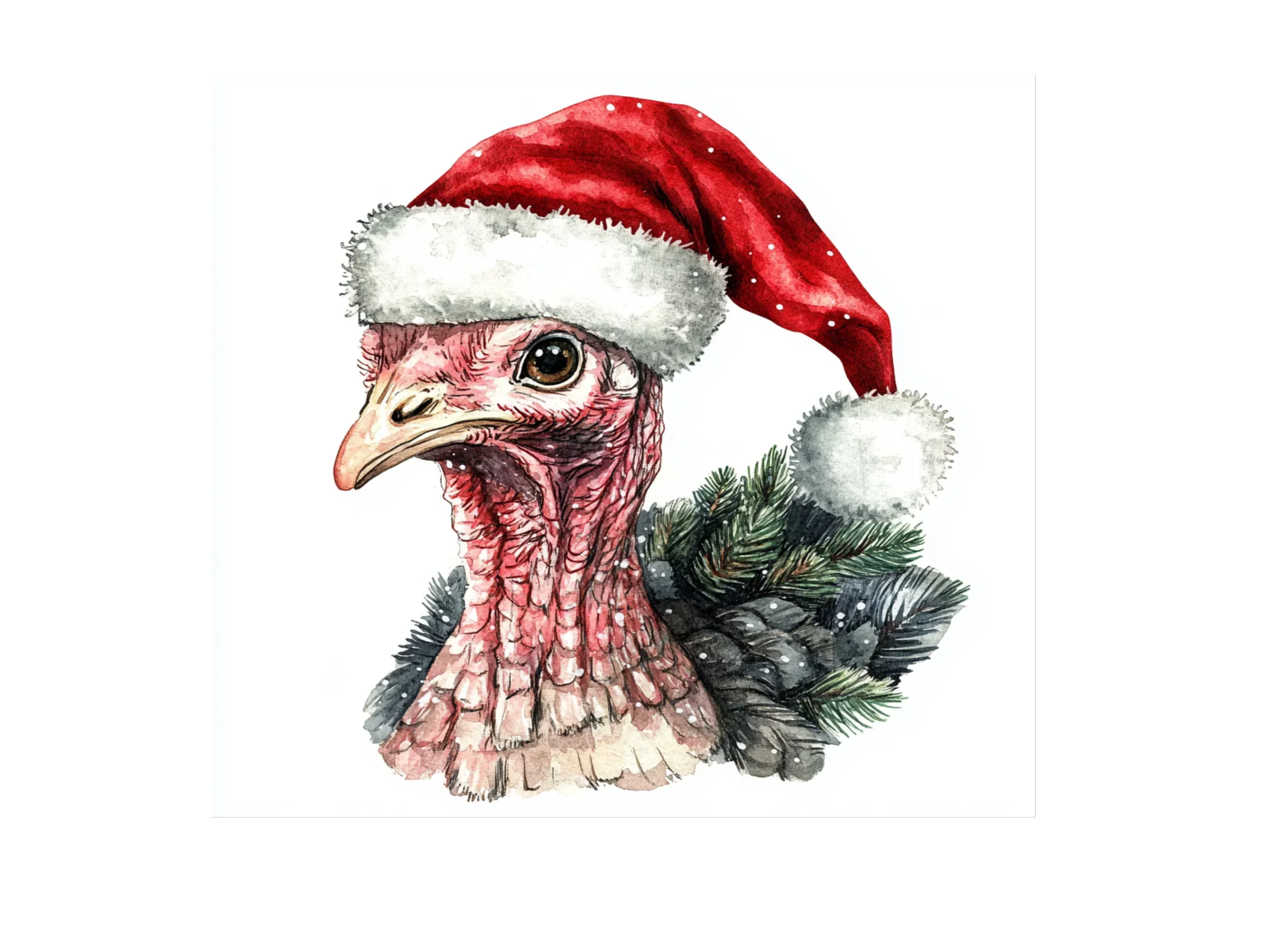Christmas Turkey with Santa Hat Clipart Bundle - Image 2