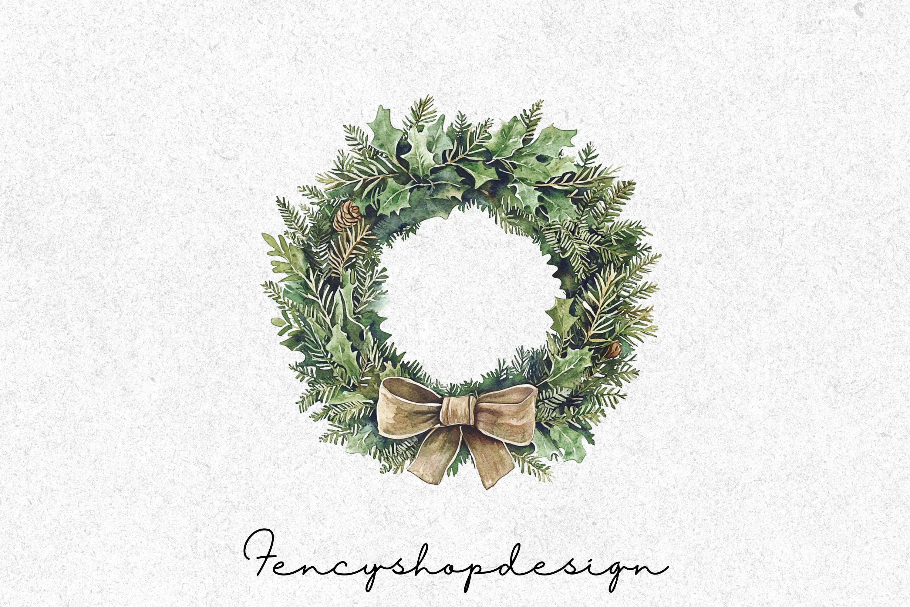 Christmas Wreaths Clipart Bundle - Image 6