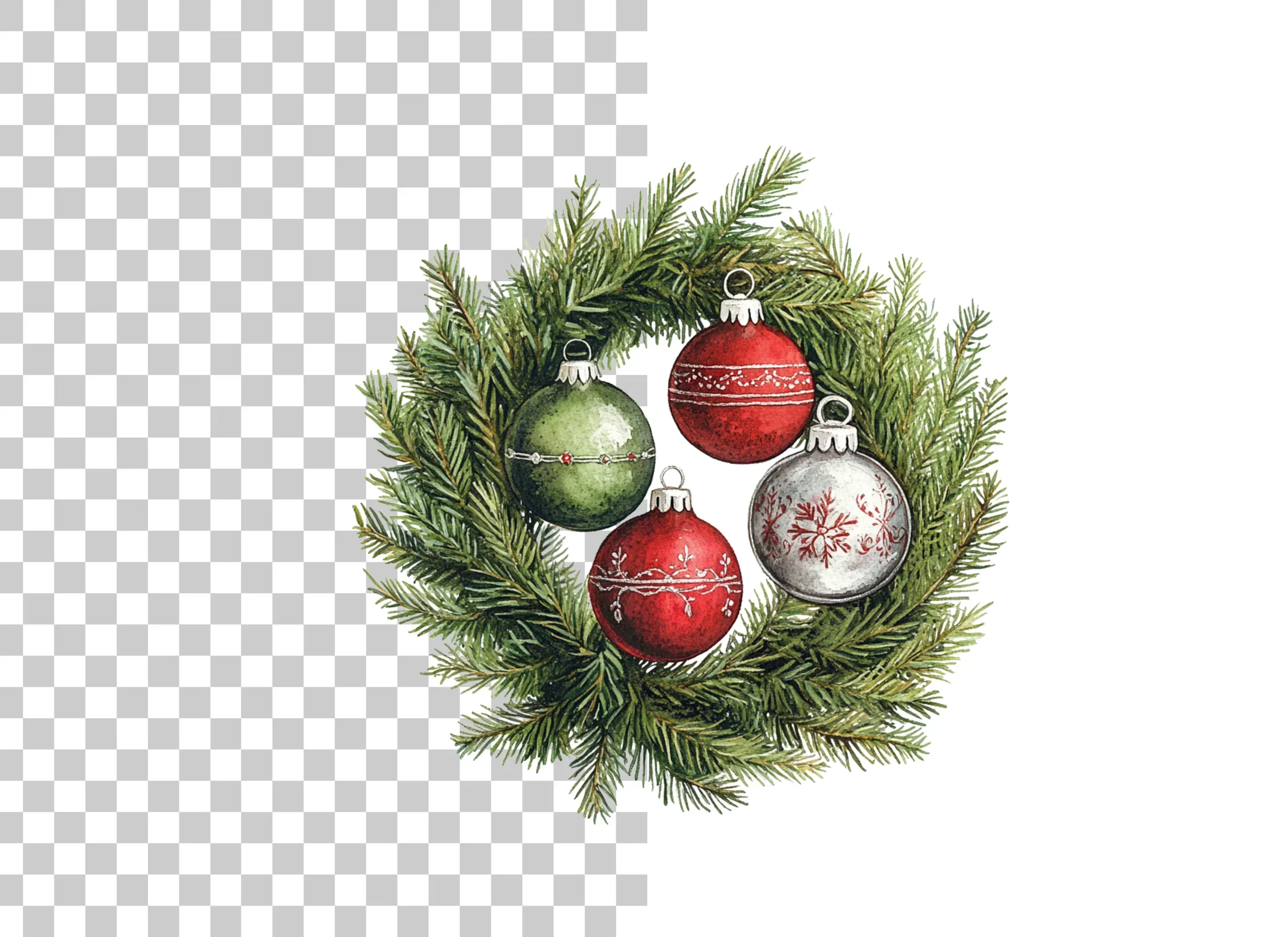Christmas Wreaths with Ornaments Clipart Bundle - Image 2