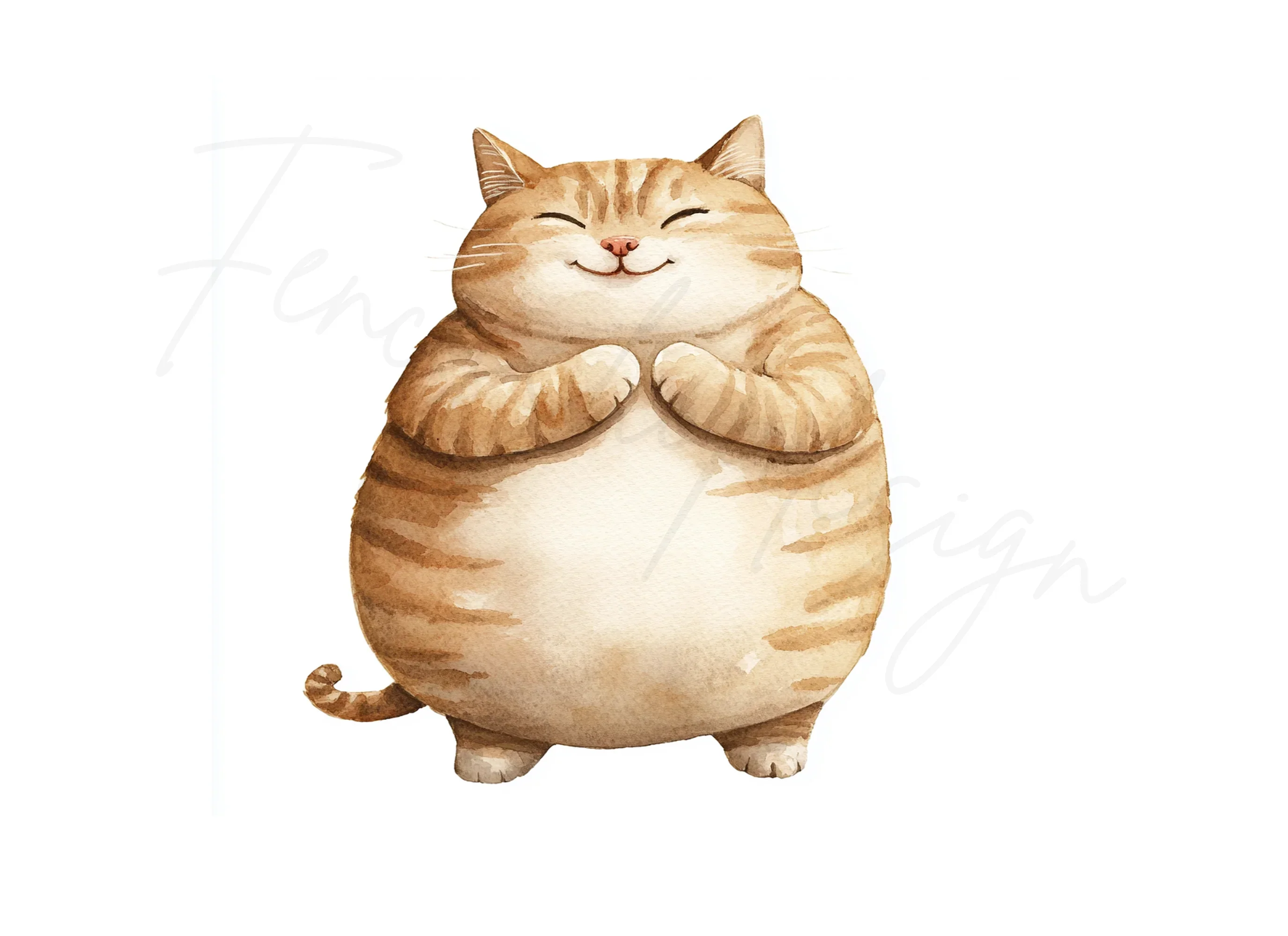 Chubby Happy Cat Clipart Bundle - Image 3