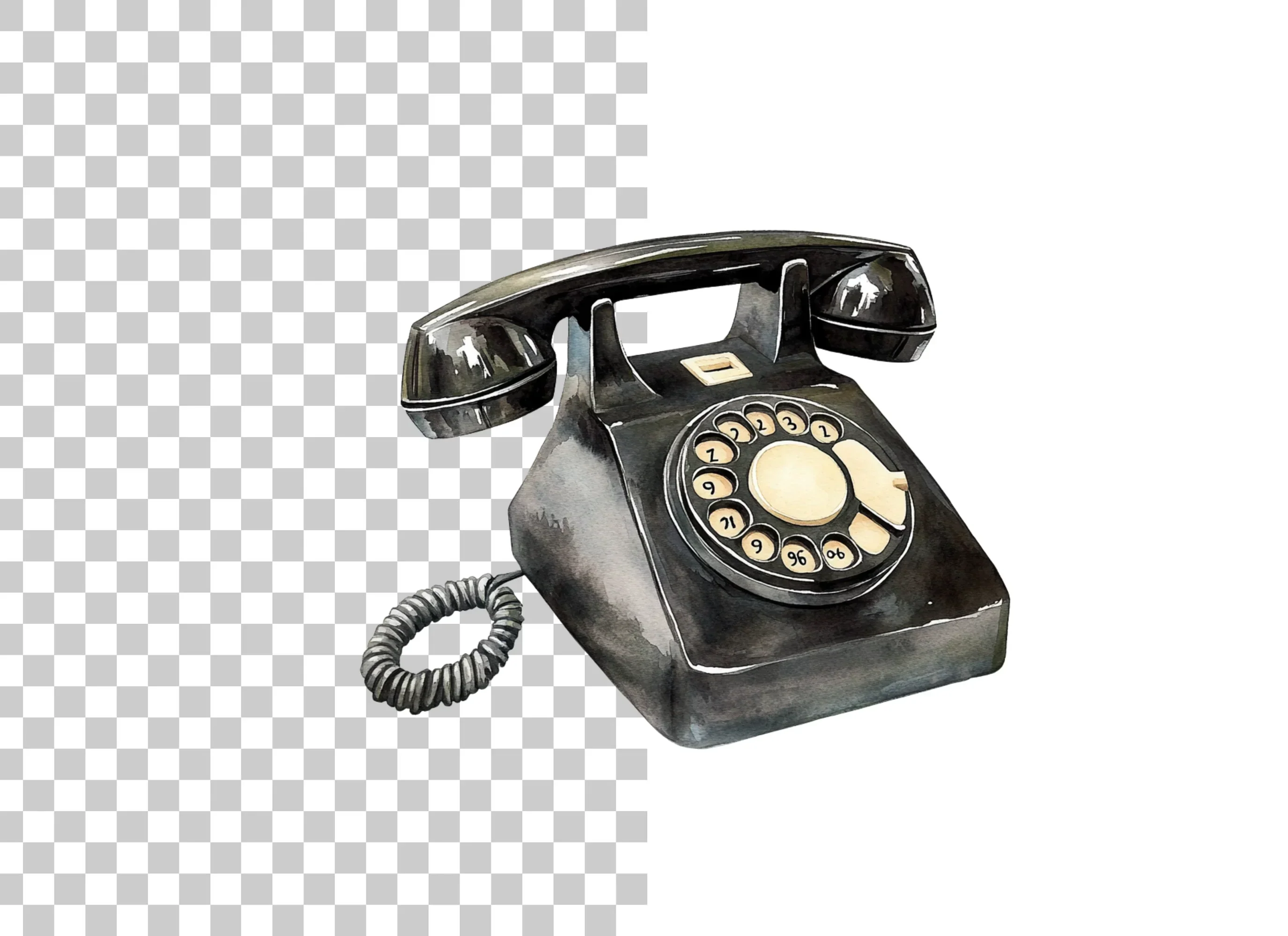 Classic Black Rotary Telephone Clipart Bundle - Image 2