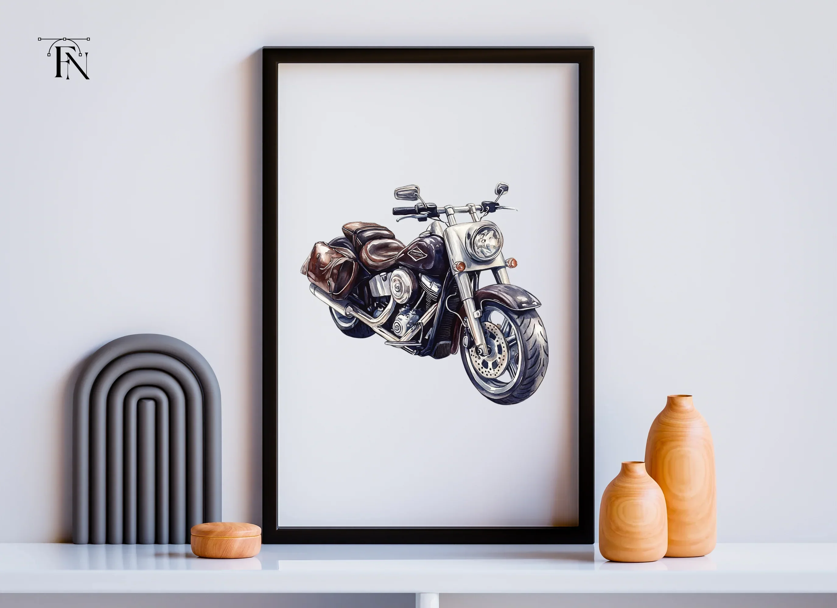 Classic Cruiser Motorcycle Illustrations Clipart Bundle - Image 3