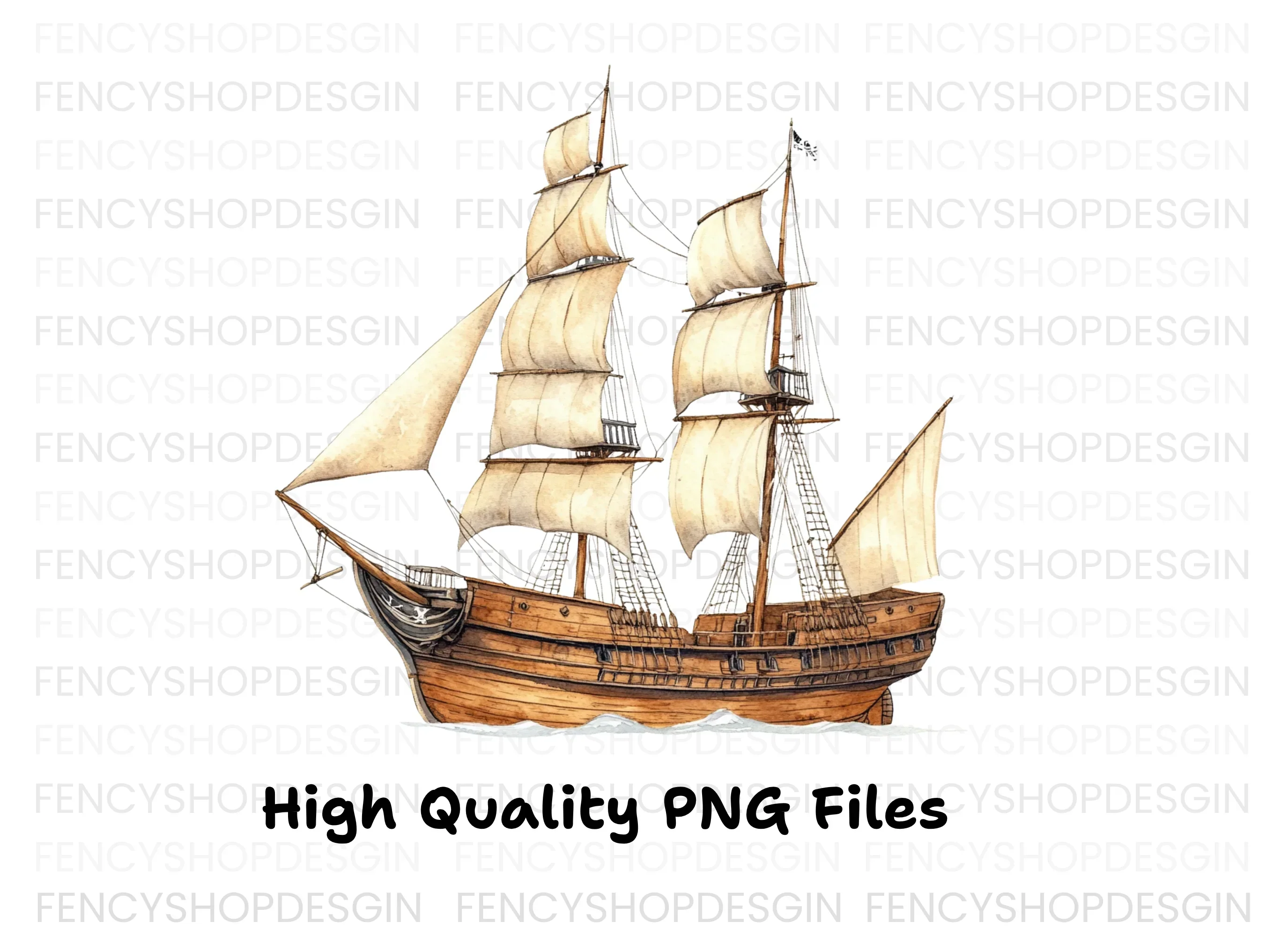 Classic Wooden Sailing Ship Clipart Bundle - Image 2