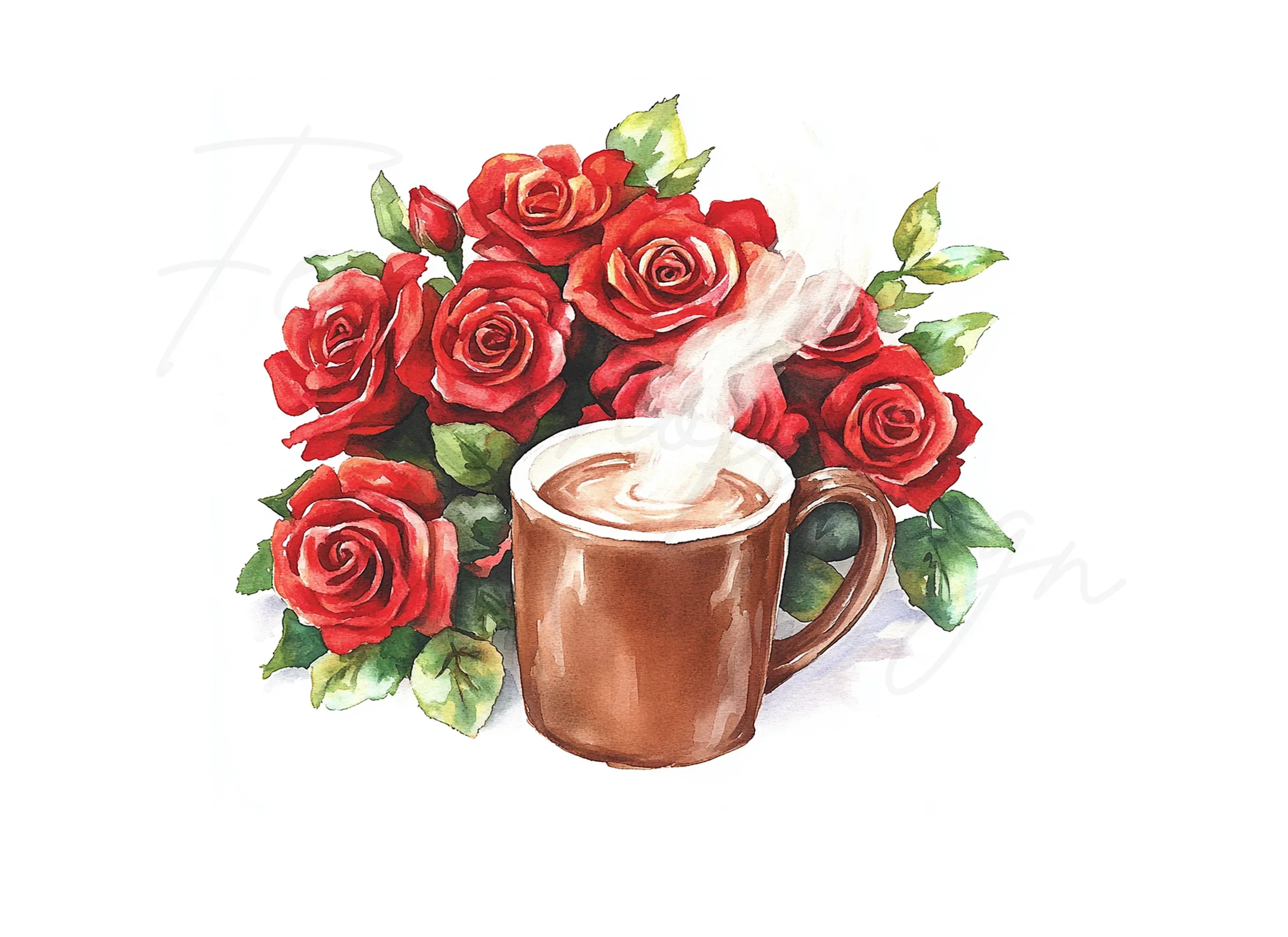 Coffee and Roses Clipart Bundle - Image 3