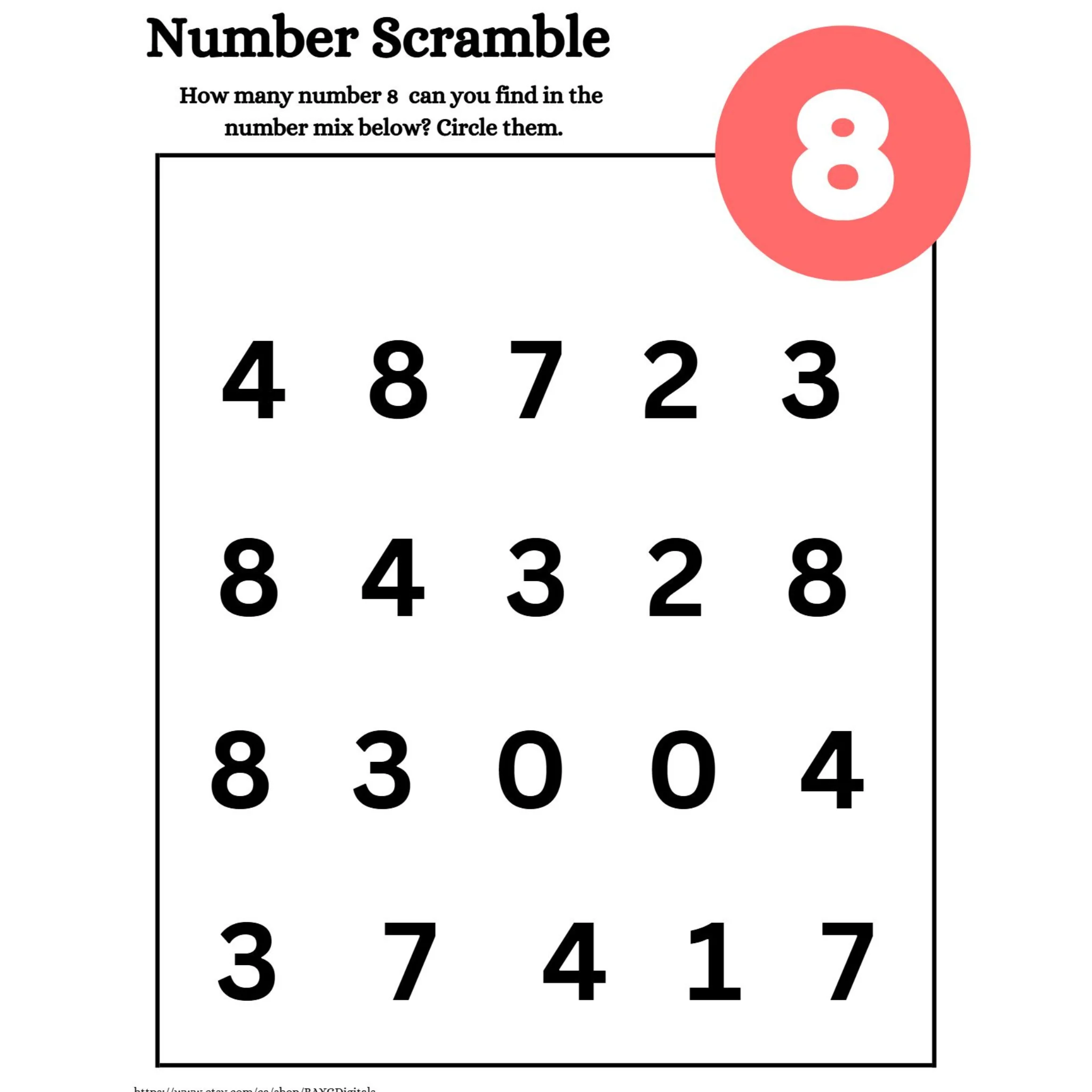 Color Number Scramble Worksheets - Image 3