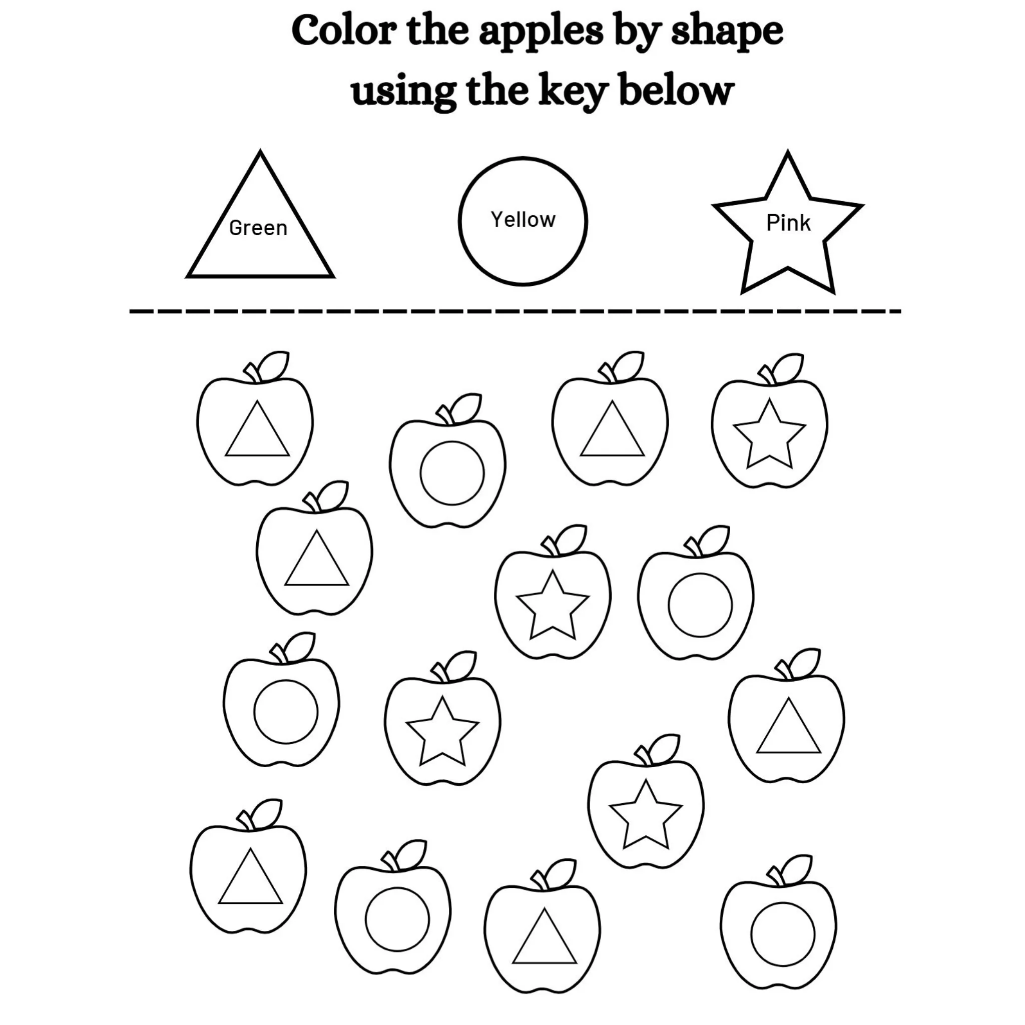 Color Shapes by Key Worksheets - Image 2