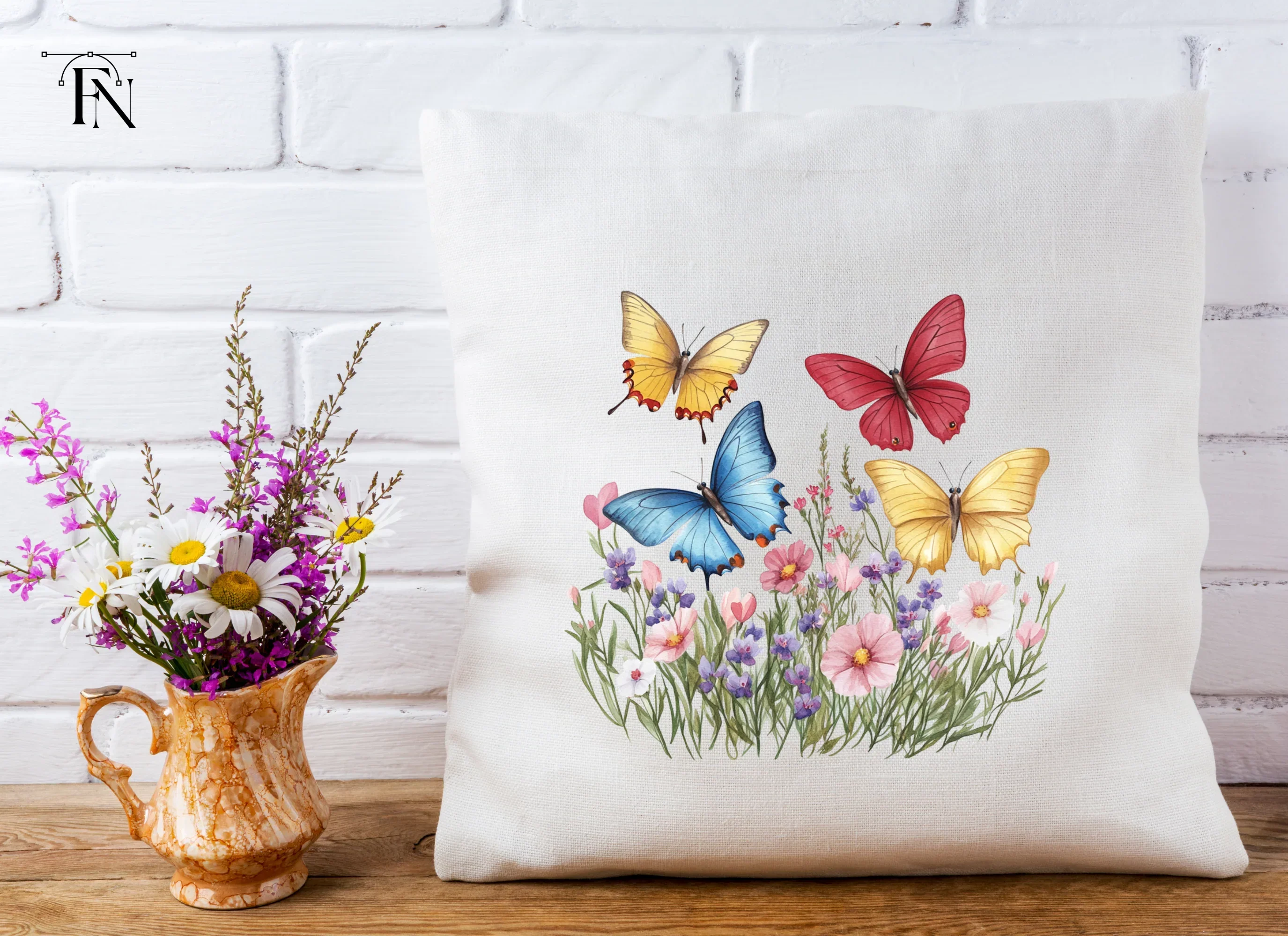 Colorful Butterflies and Flowers Clipart Bundle - Image 5