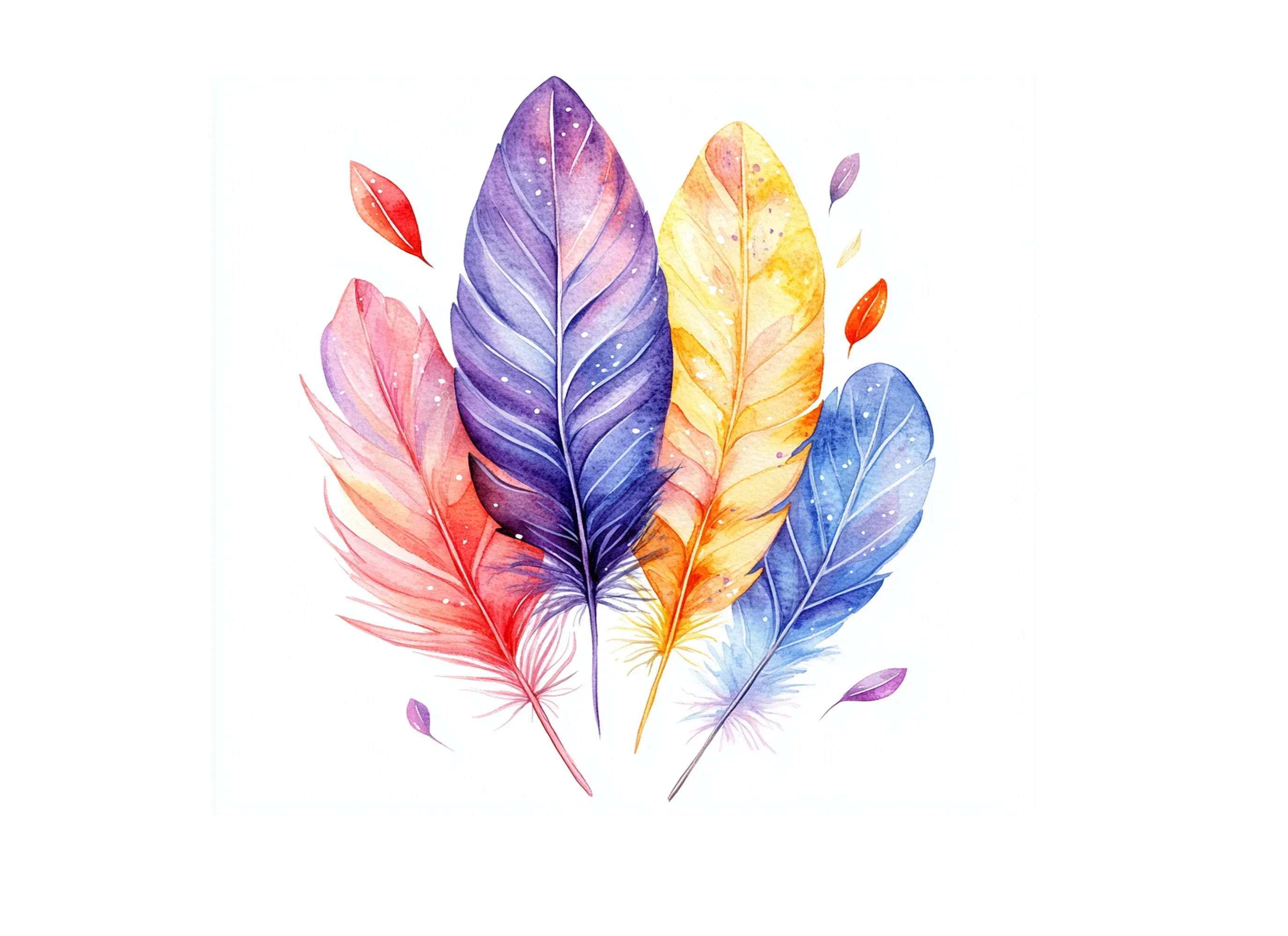 Colorful Feather Arrangement Clipart Bundle - Image 3