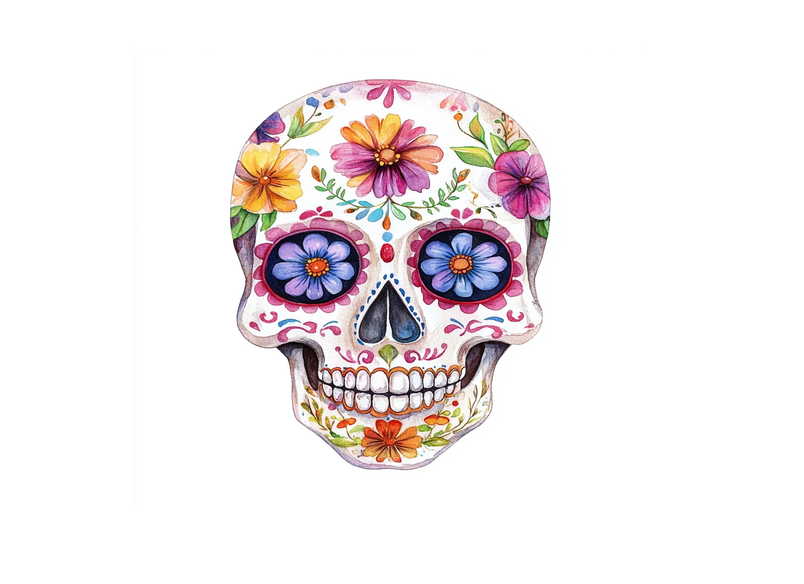 Colorful Floral Sugar Skull Clipart Bundle - Image 2