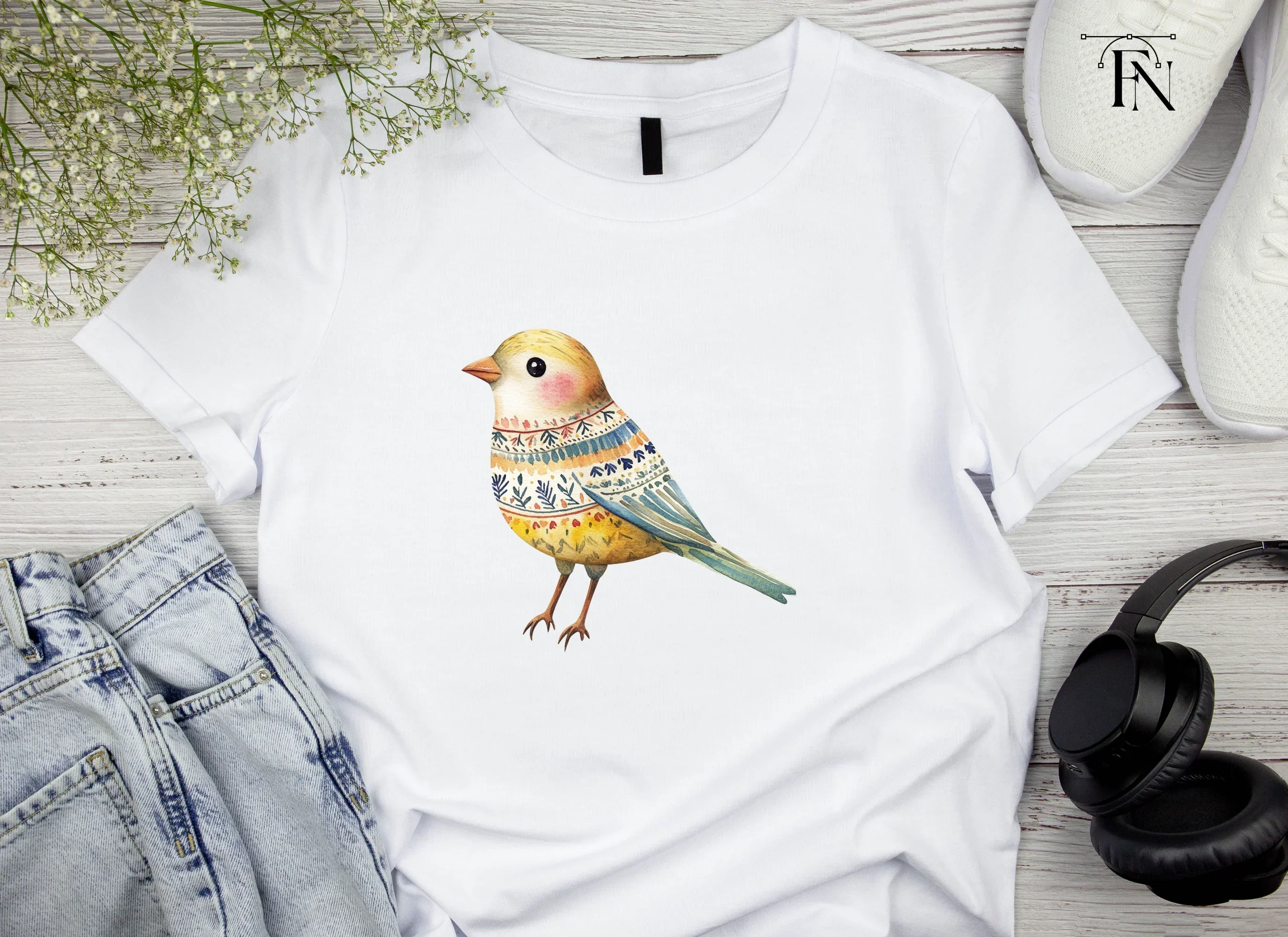 Colorful Folk Bird Clipart Bundle - Image 5