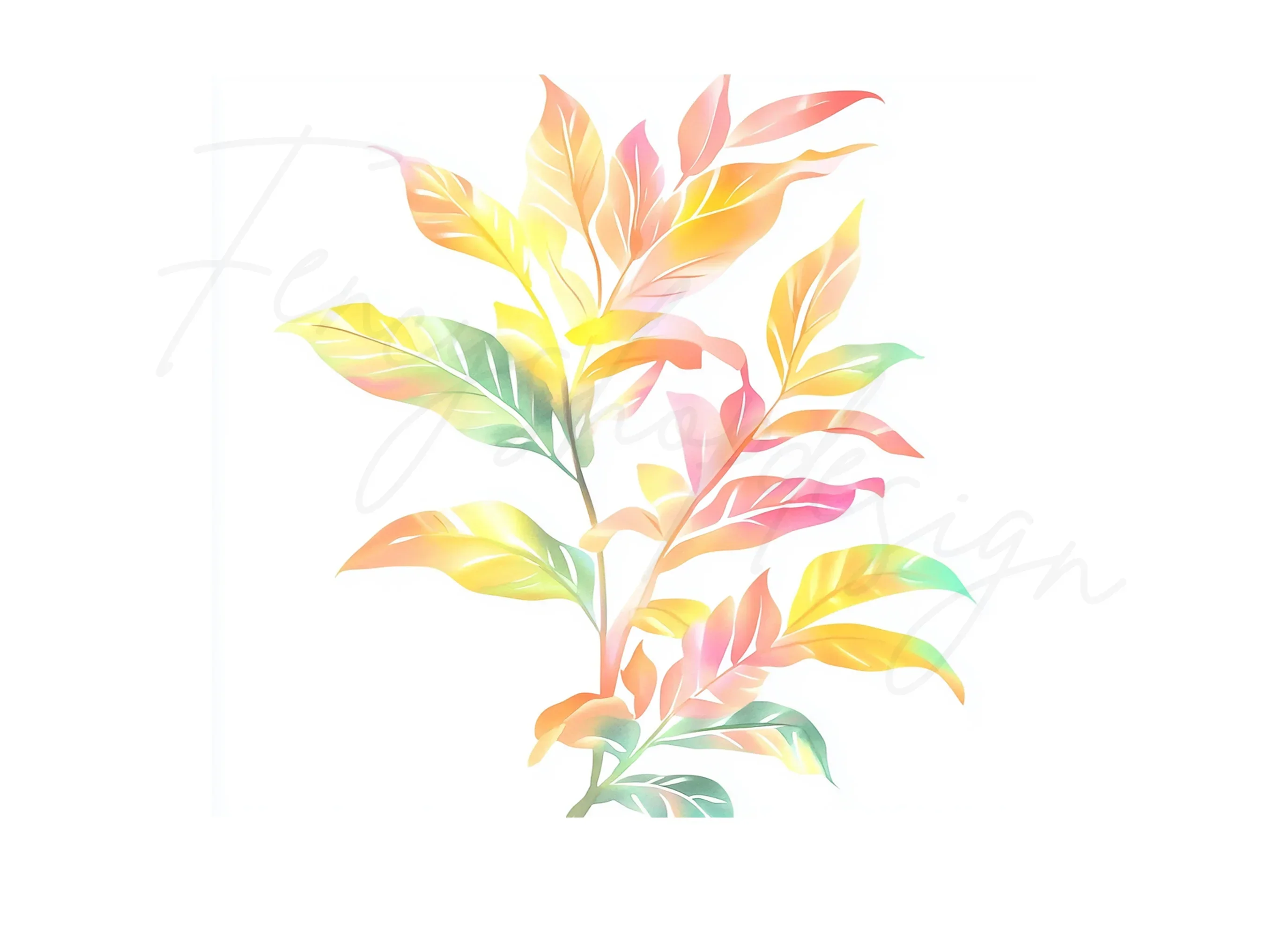 Colorful Gradient Tropical Leaves Clipart Bundle - Image 3