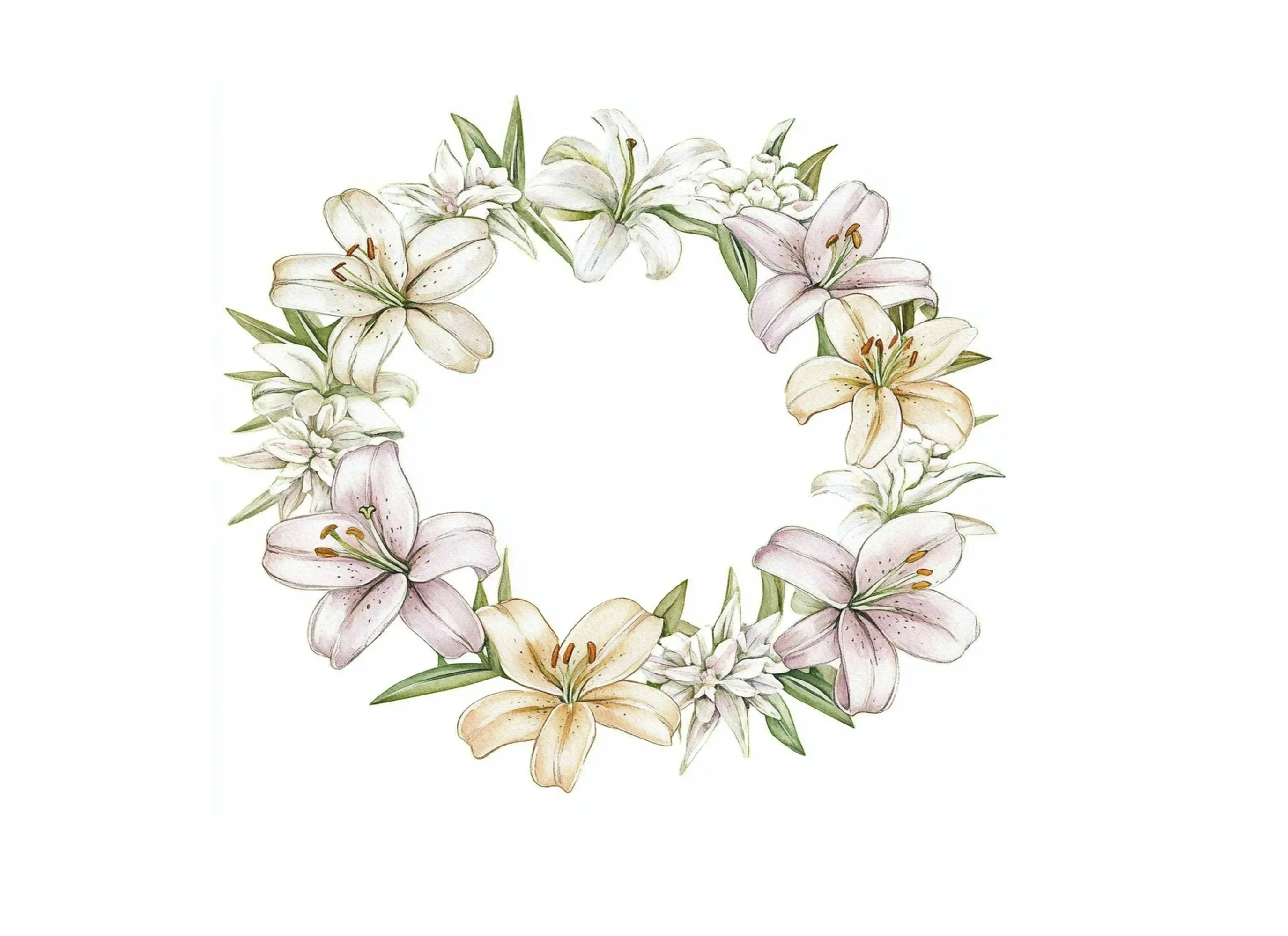 Colorful Lily Wreath Clipart Bundle - Image 2