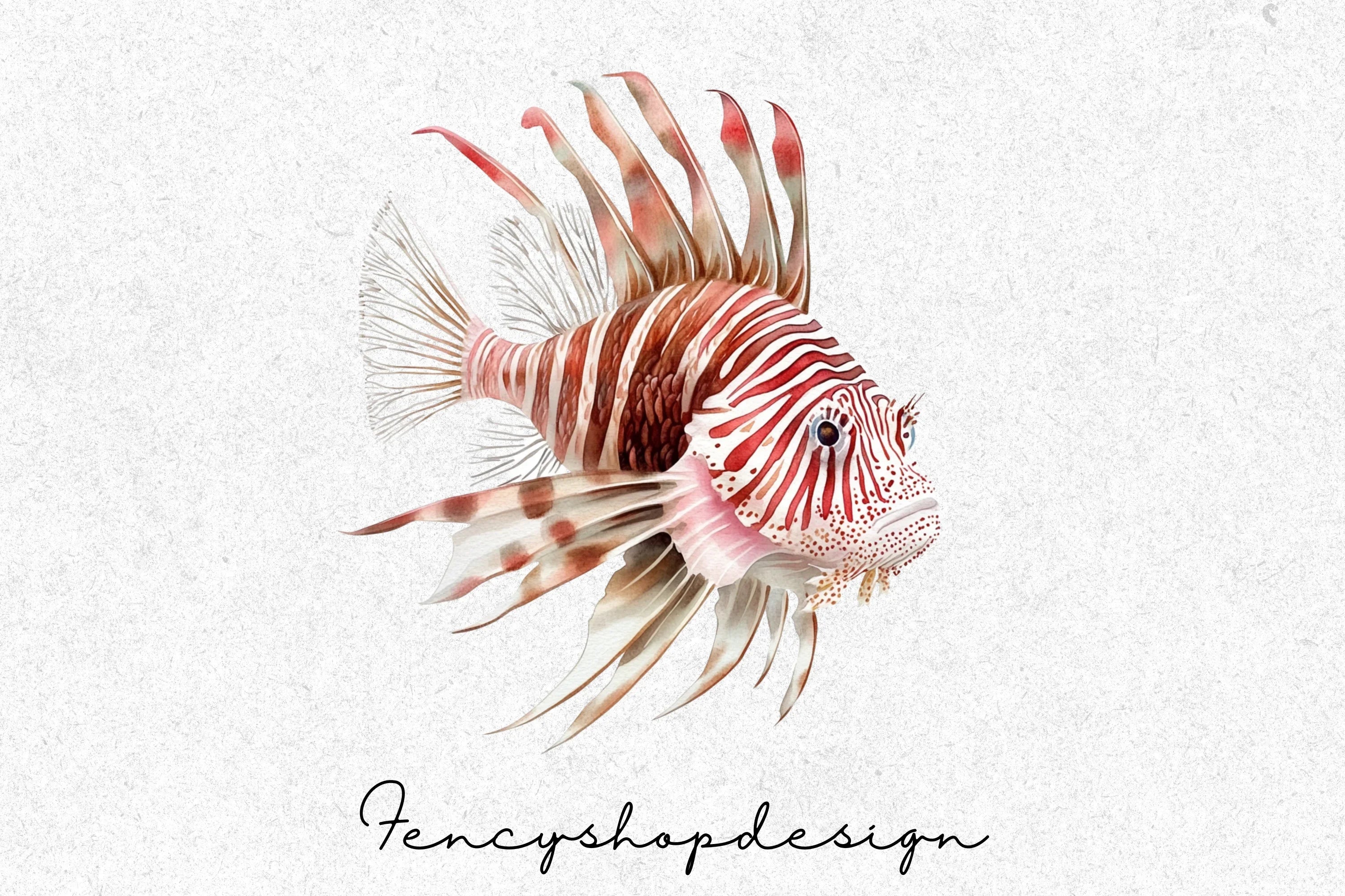 Colorful Lionfish Aquatic Creature Clipart Bundle - Image 6