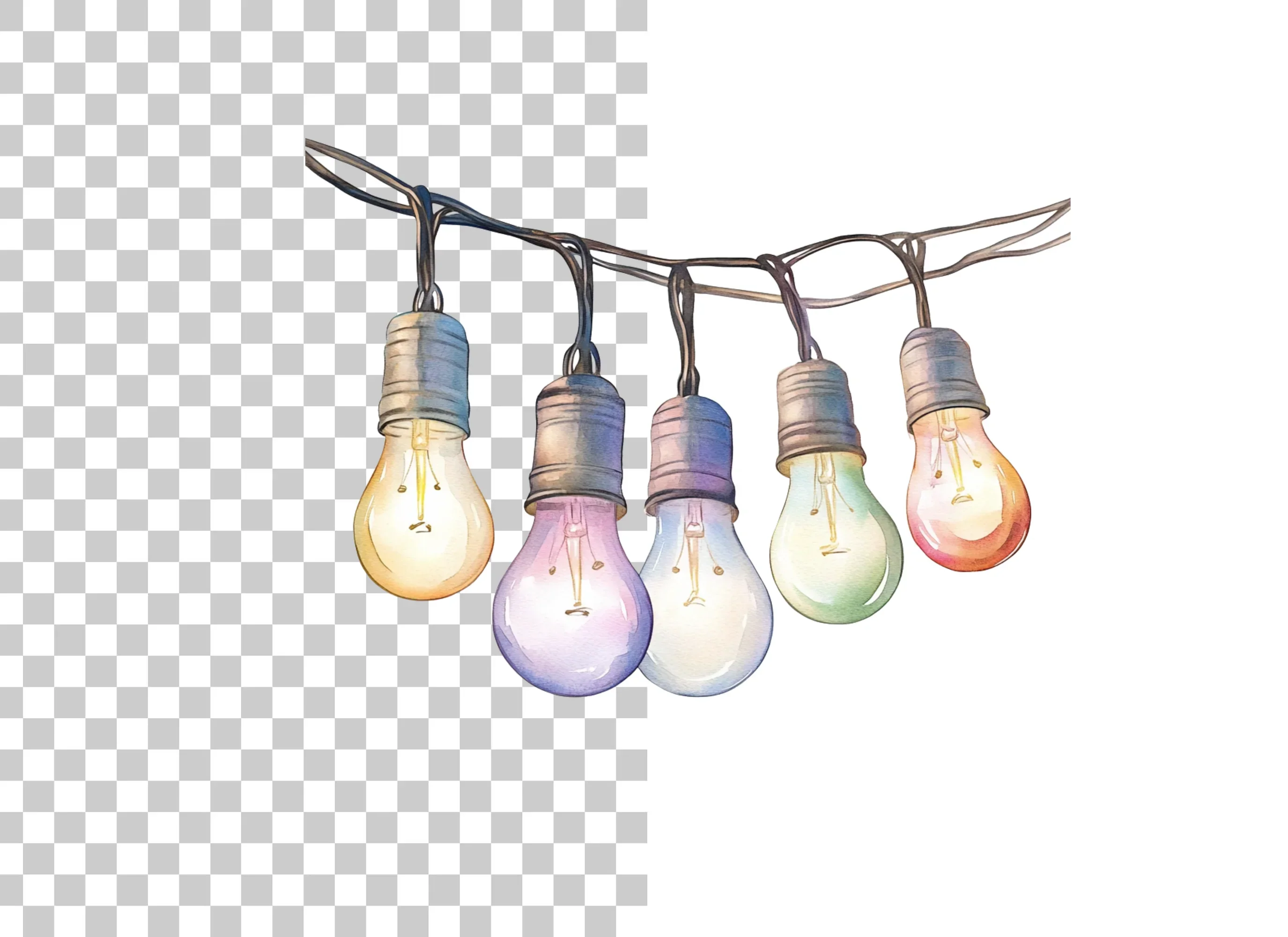 Colorful String Lights Clipart Bundle - Image 2
