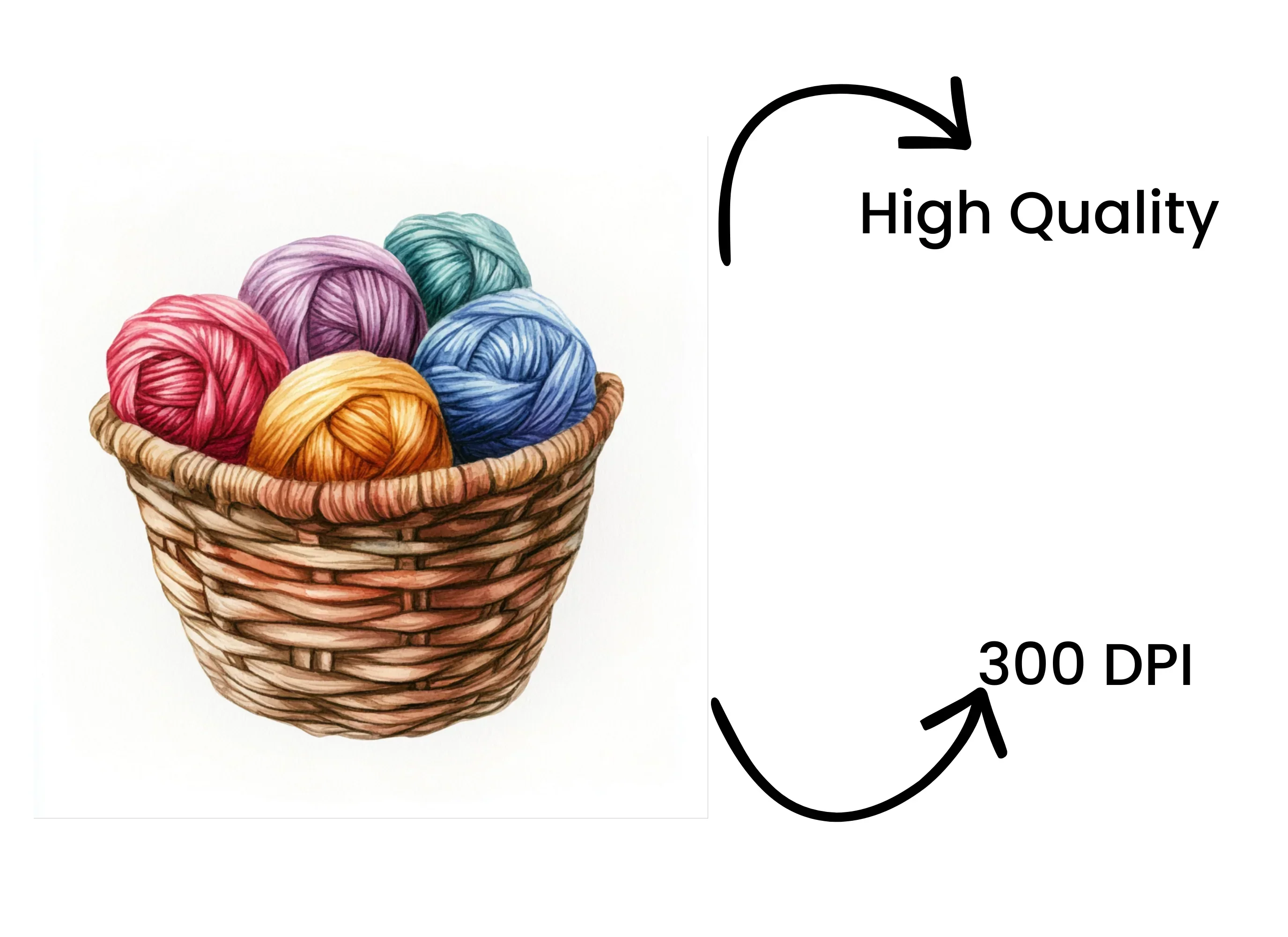 Colorful Yarn Balls in Baskets Clipart Bundle - Image 4