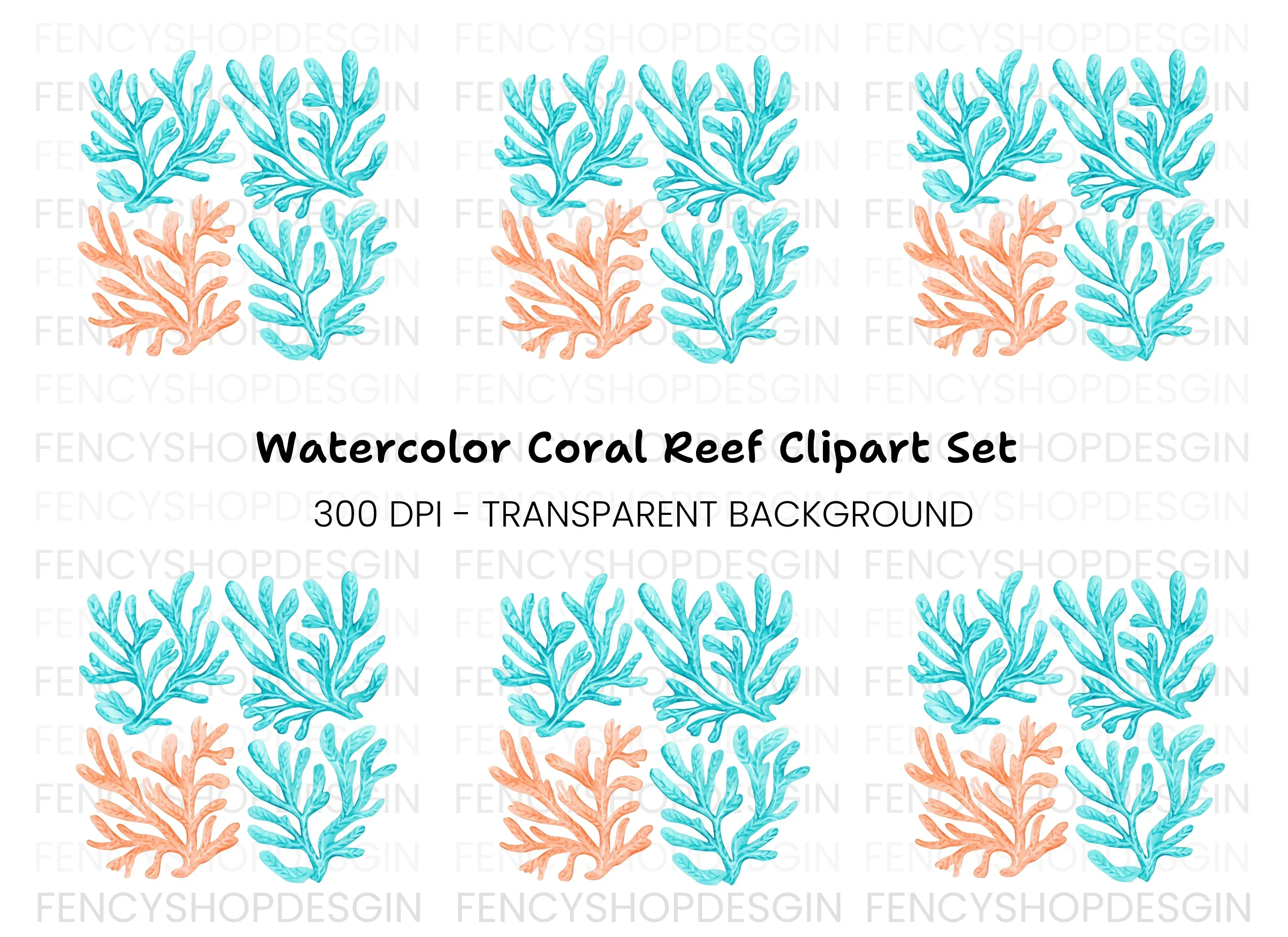 Coral Branches Clipart Bundle