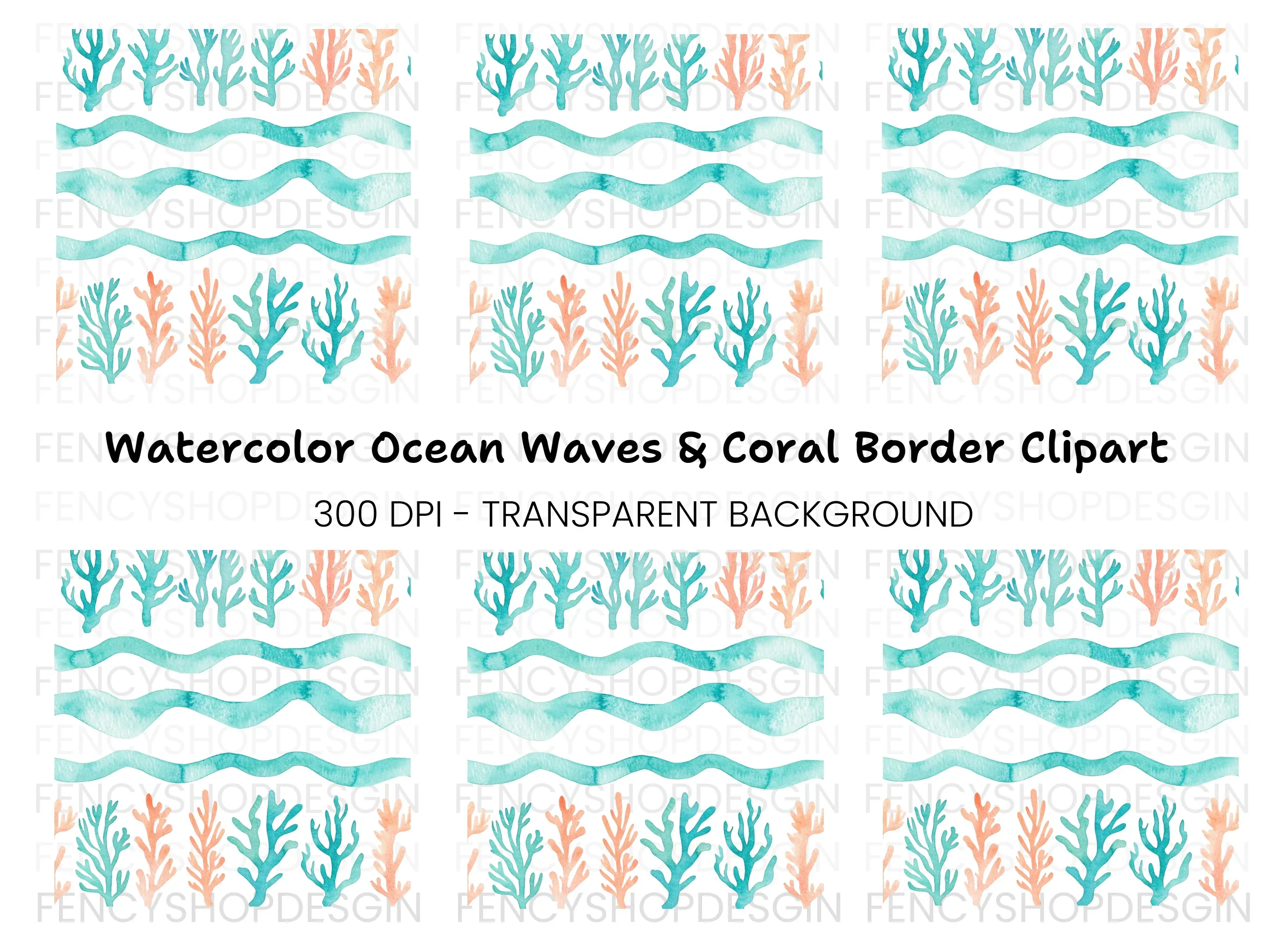 Coral Reef Pattern Clipart Bundle