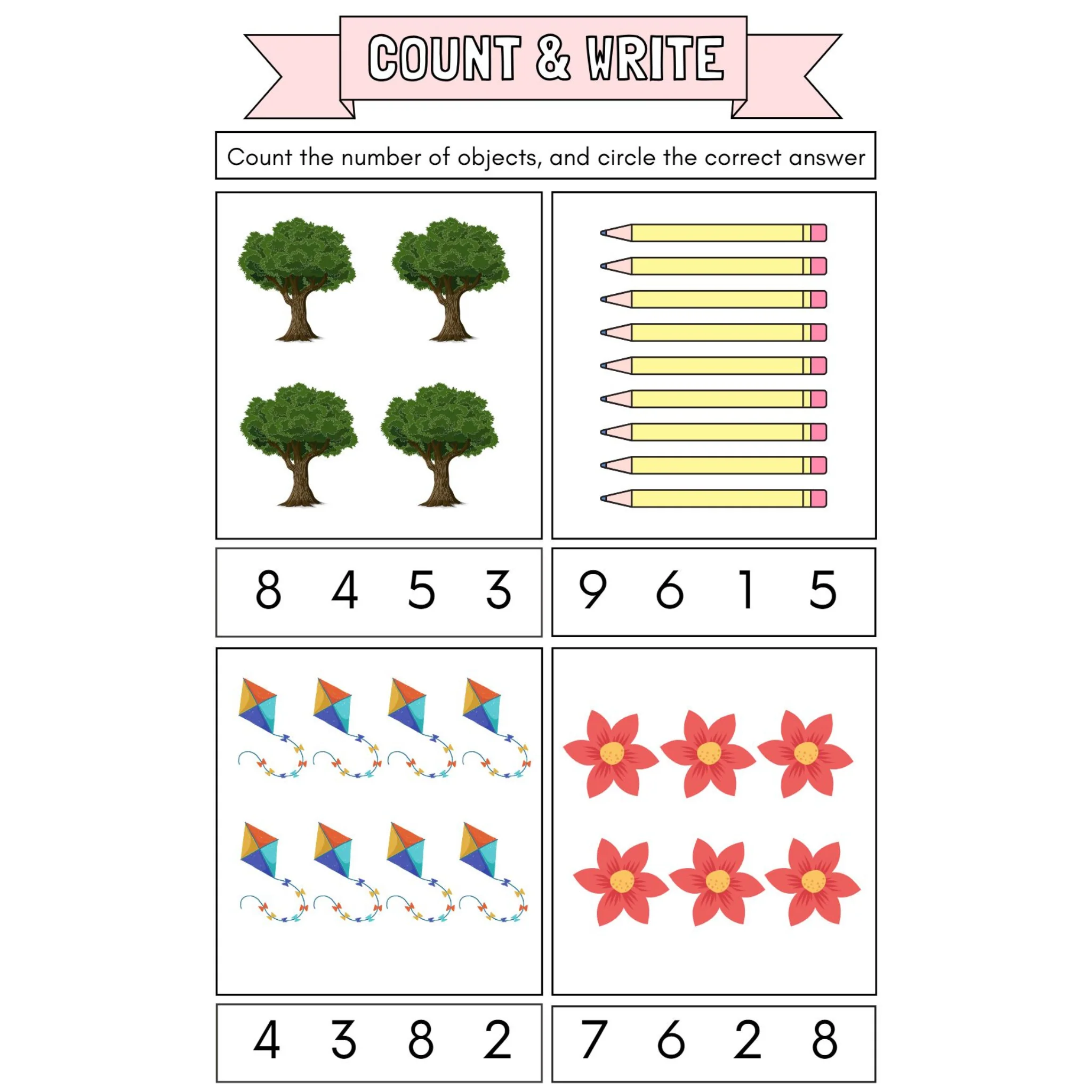 Count and Write Objects Worksheets - Image 2
