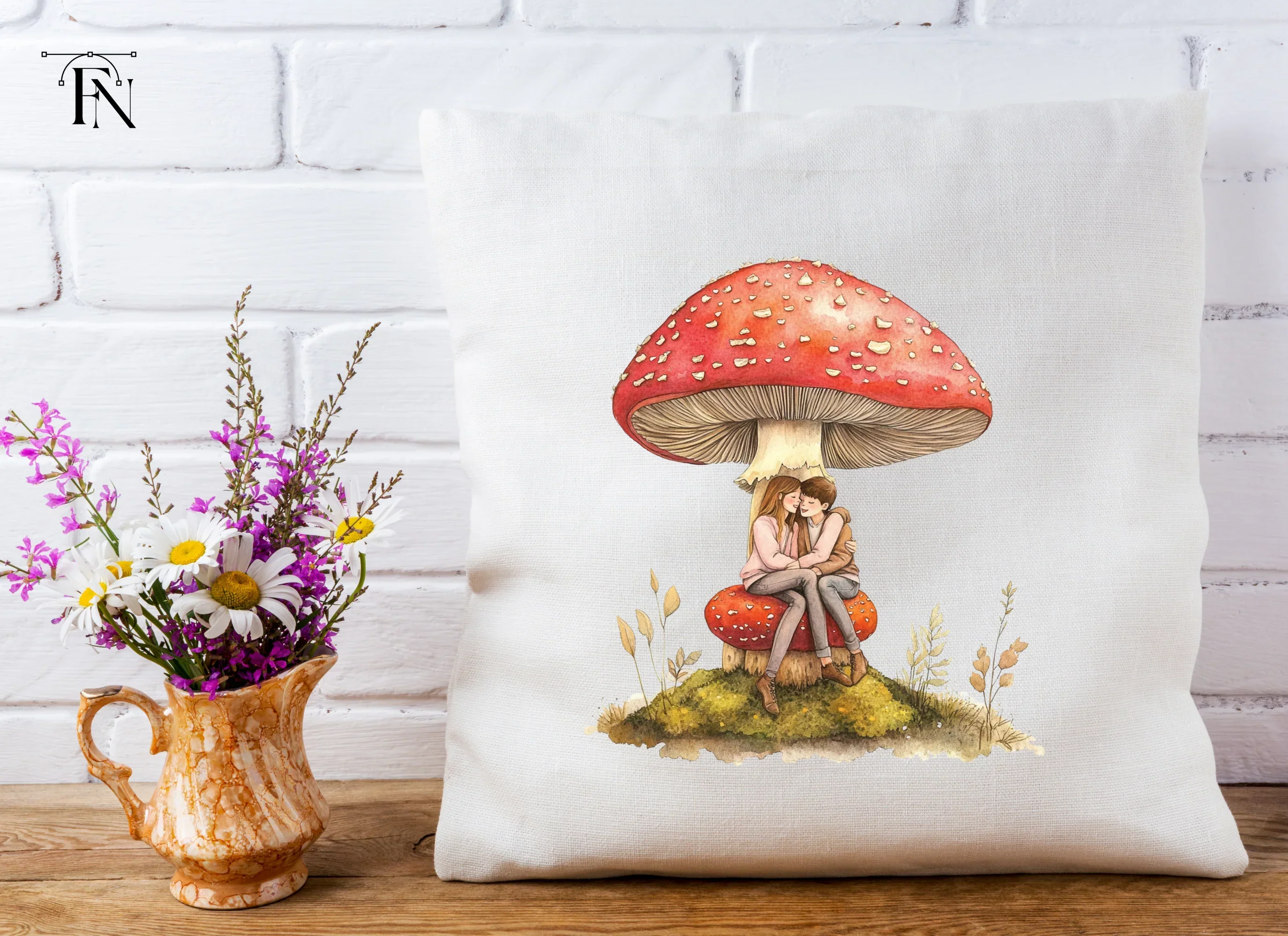 Couple on Mushroom Clipart Bundle - Image 3