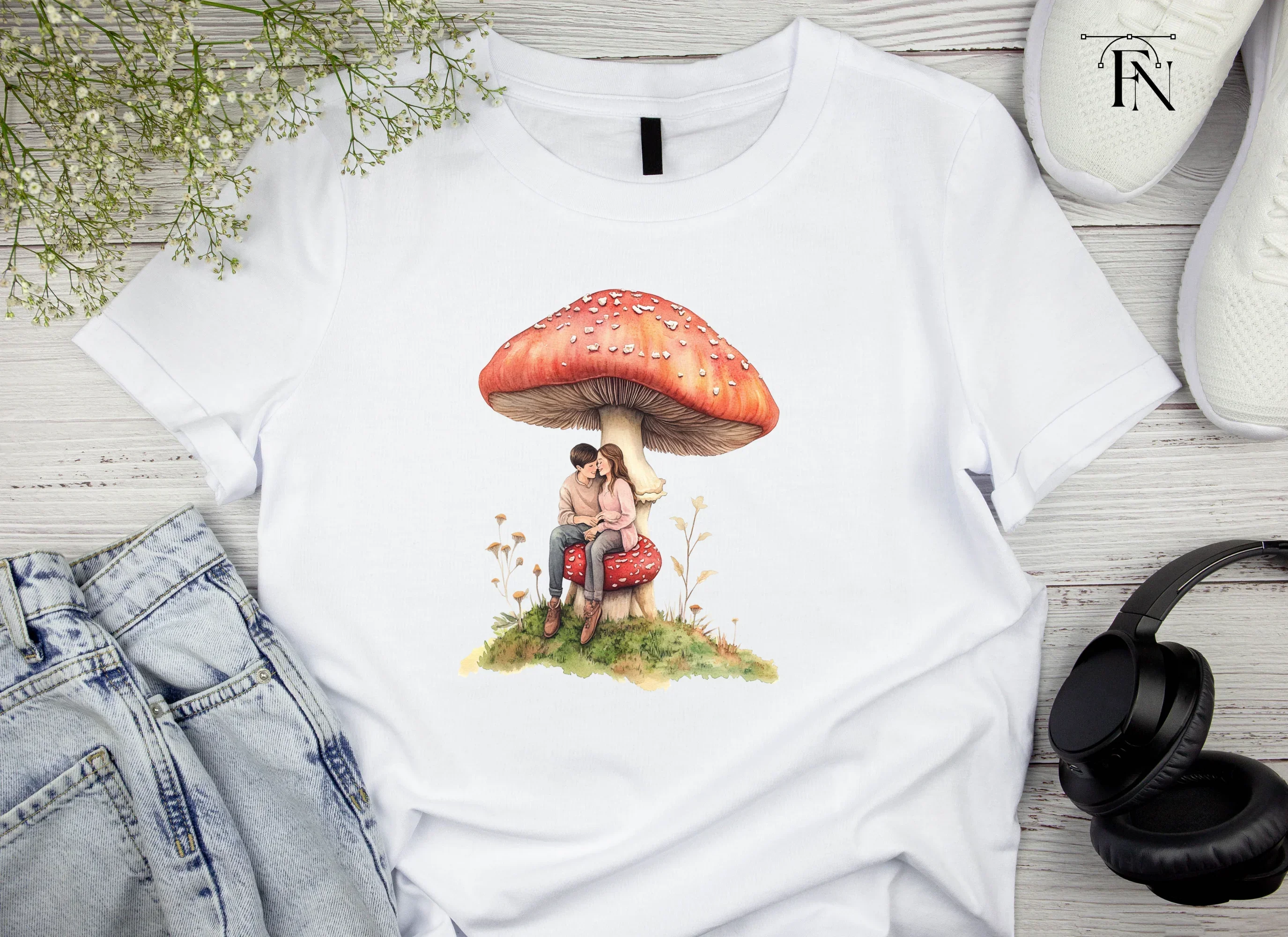 Couple on Mushroom Clipart Bundle - Image 4