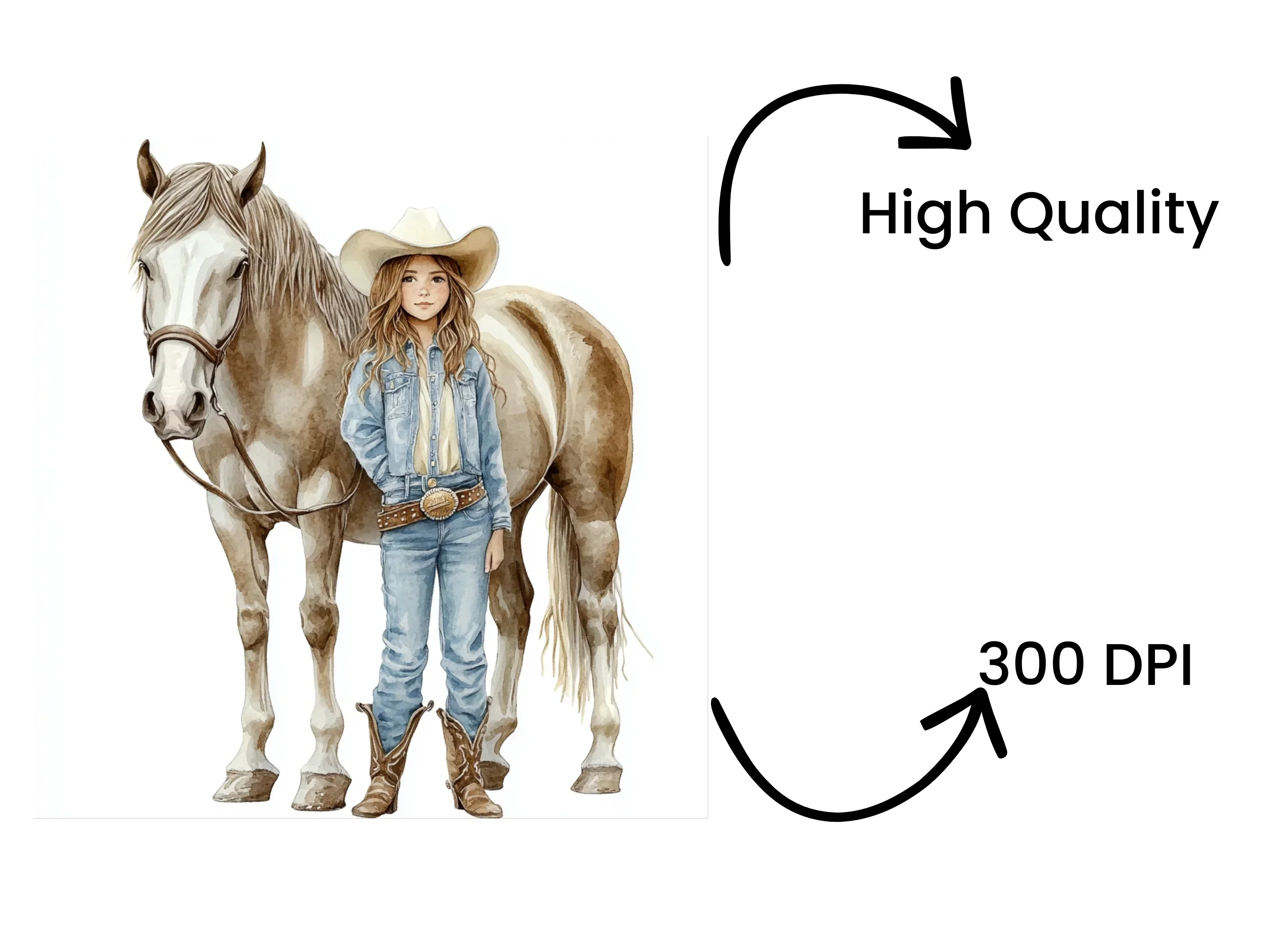 Cowgirl and Horse Western Clipart Bundle - Image 4