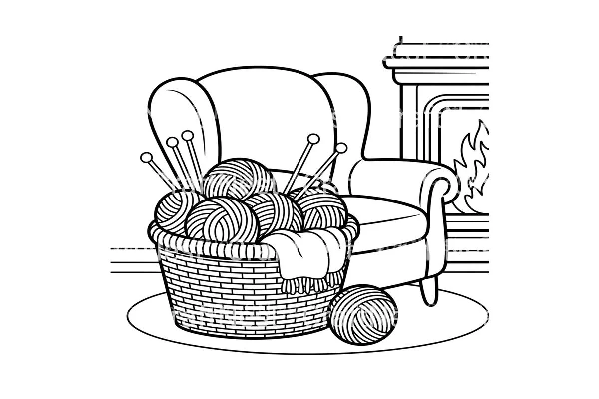Cozy Autumn Knitting Basket Coloring Books - Image 3
