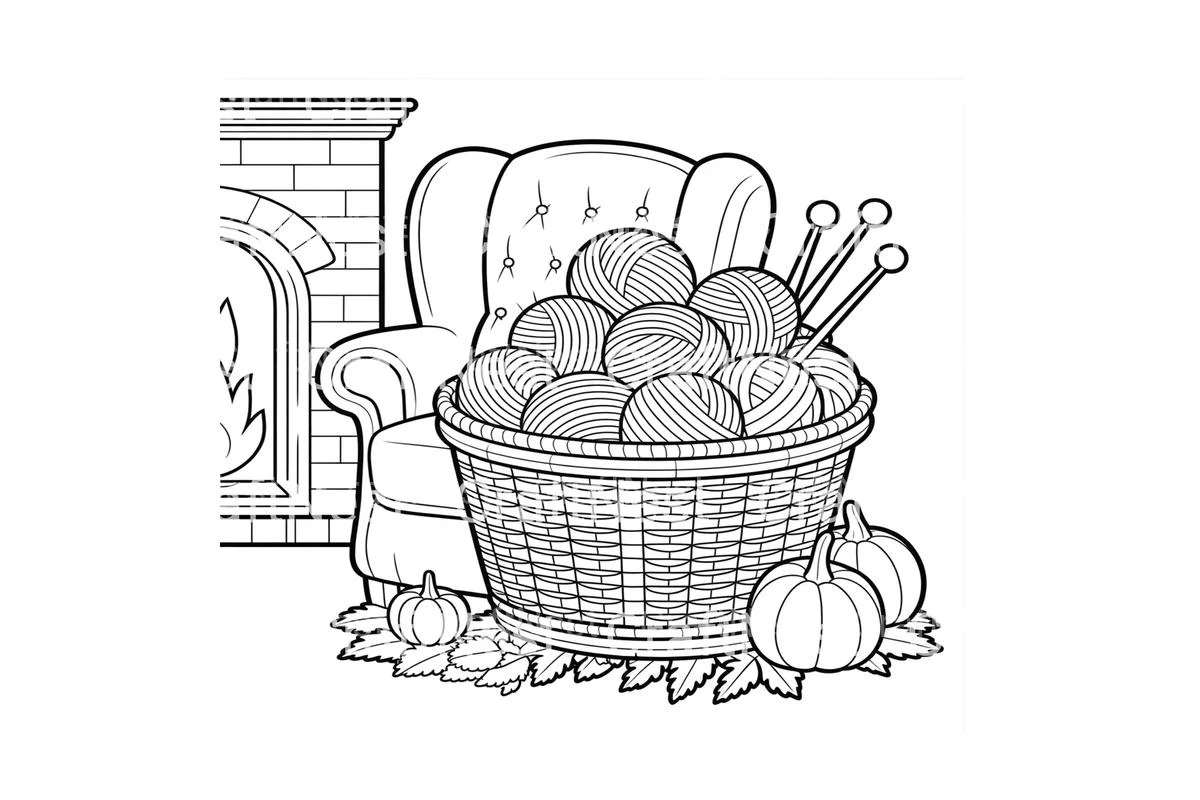 Cozy Autumn Knitting Basket Coloring Books - Image 4