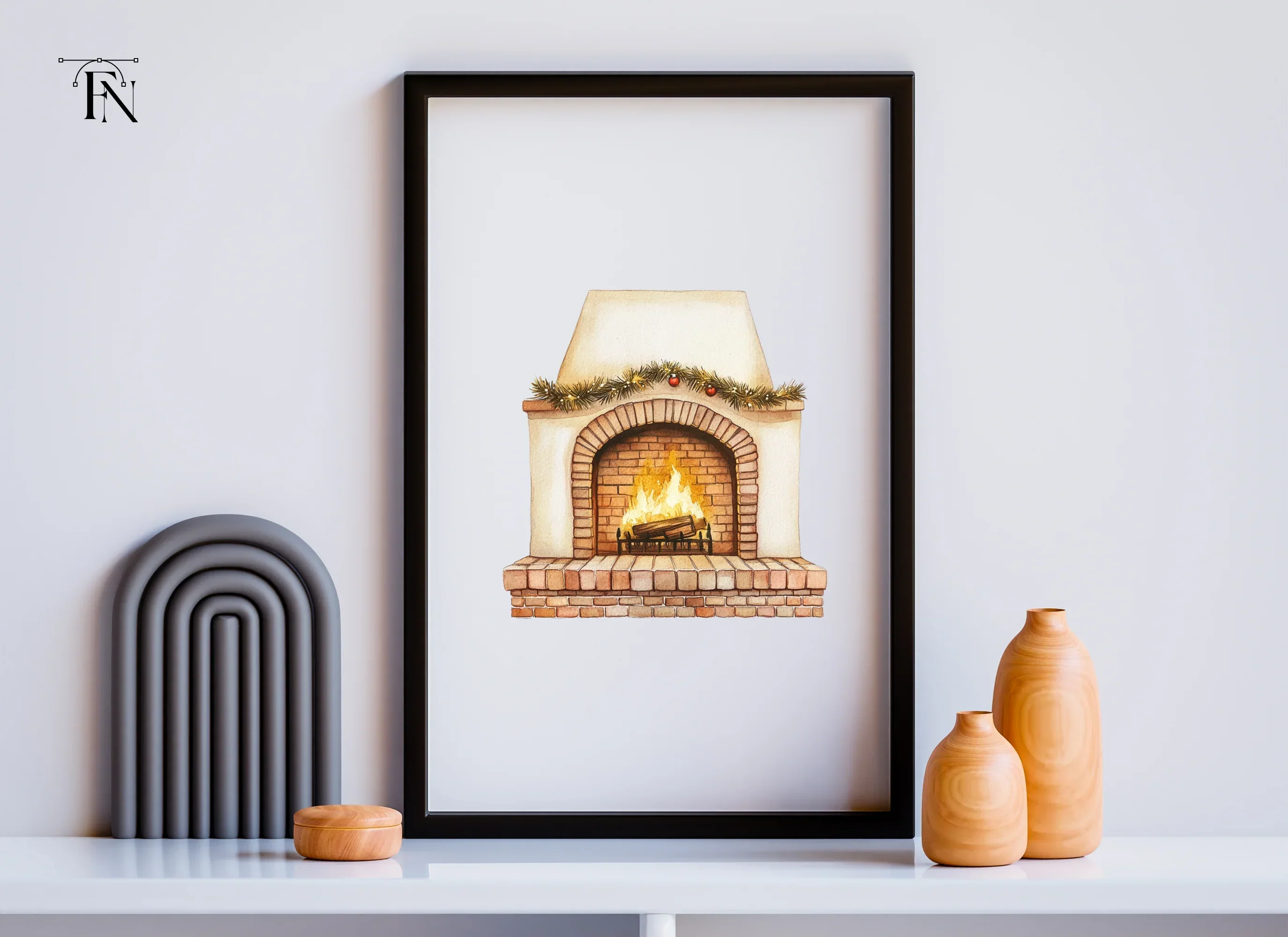 Cozy Christmas Fireplace Clipart Bundle - Image 3