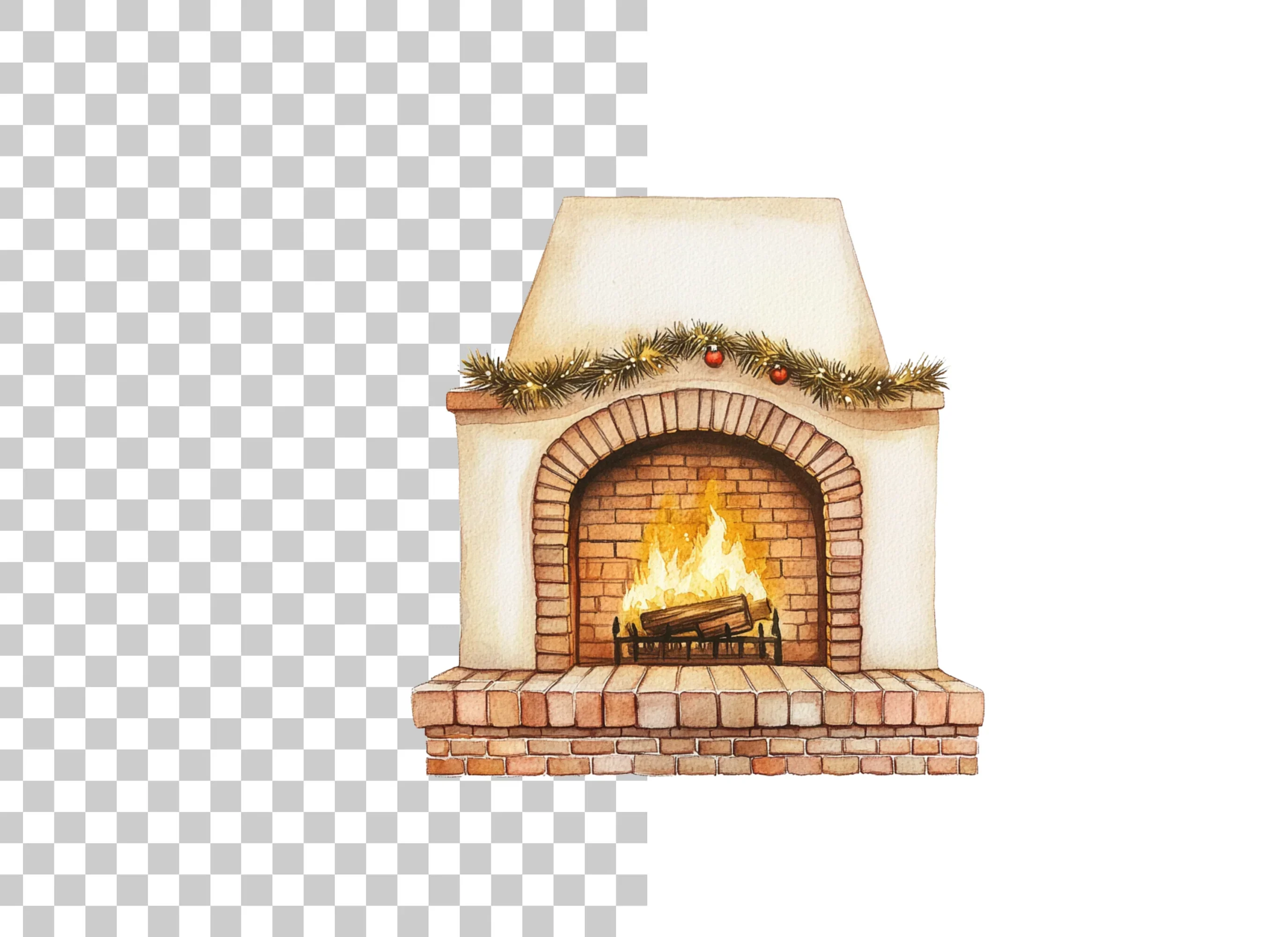 Cozy Christmas Fireplace Clipart Bundle - Image 6