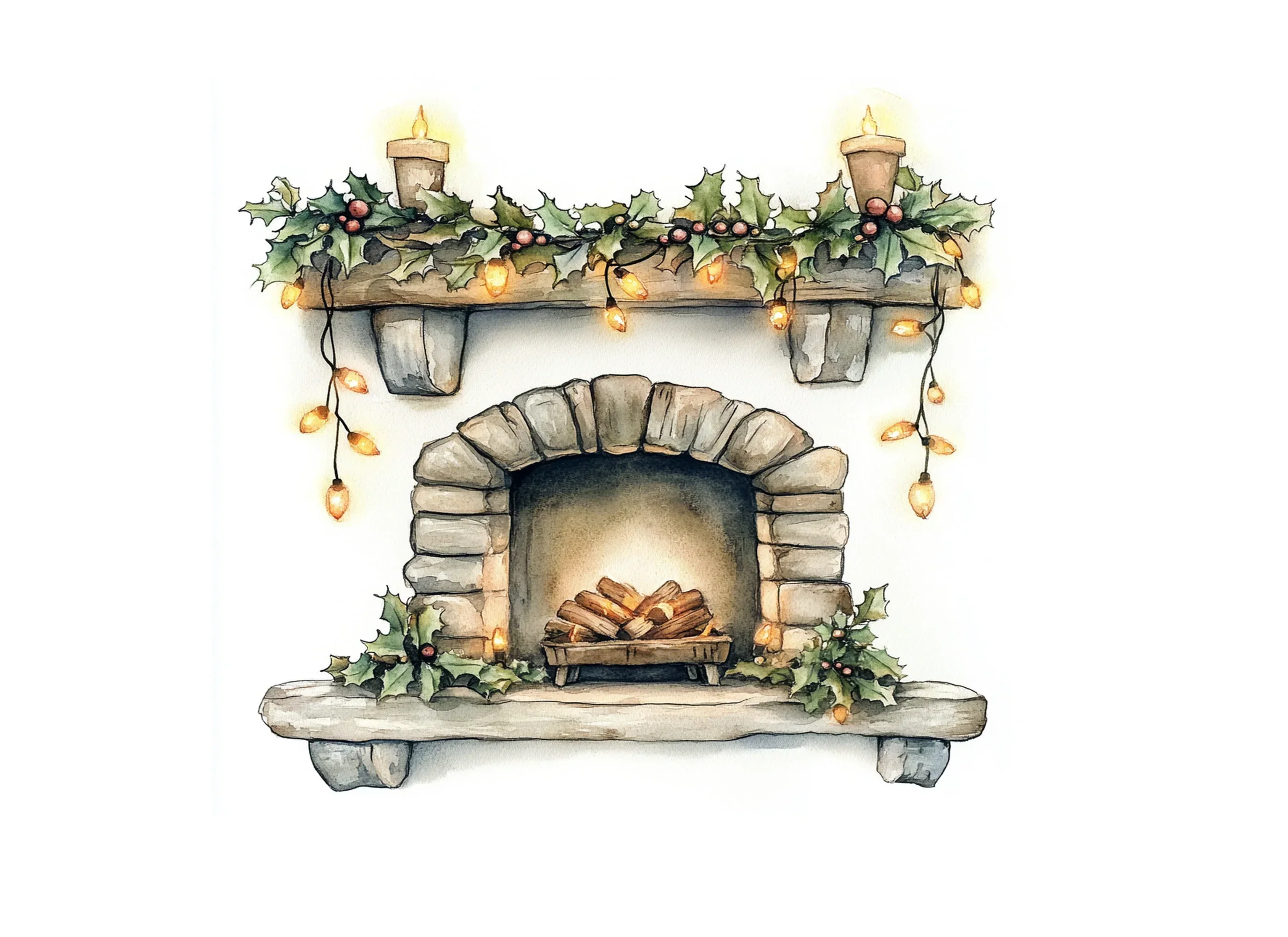 Cozy Christmas Fireplace Clipart Bundle - Image 2