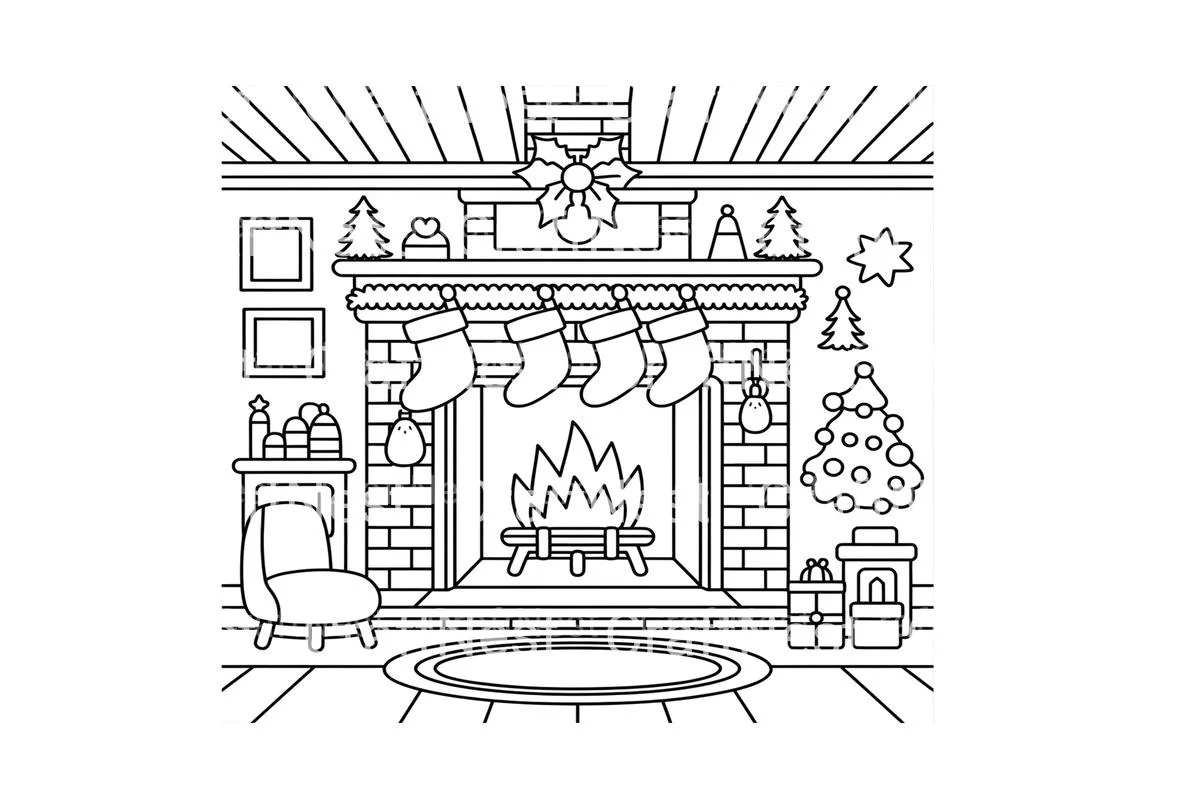Cozy Christmas Fireplace Coloring Books - Image 2