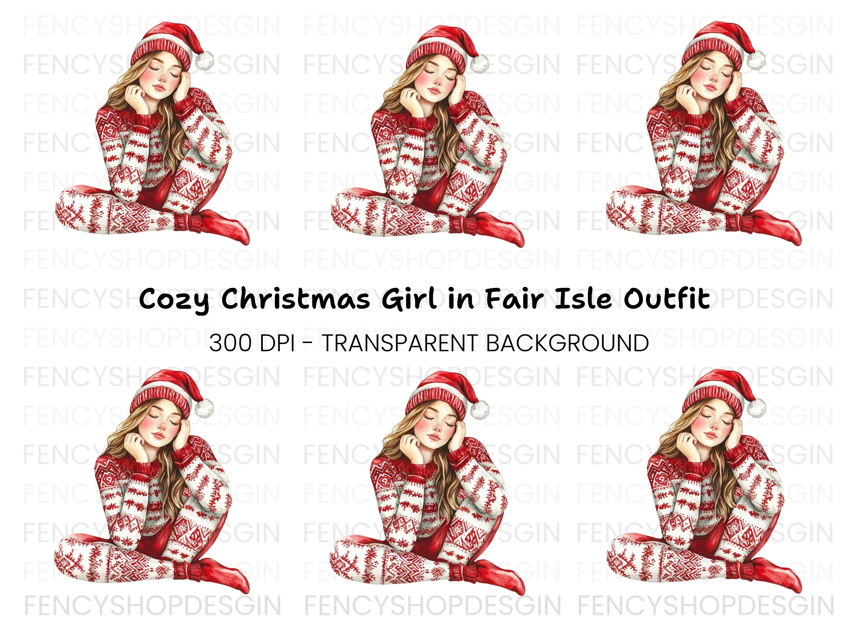 Cozy Christmas Girl Clipart Bundle