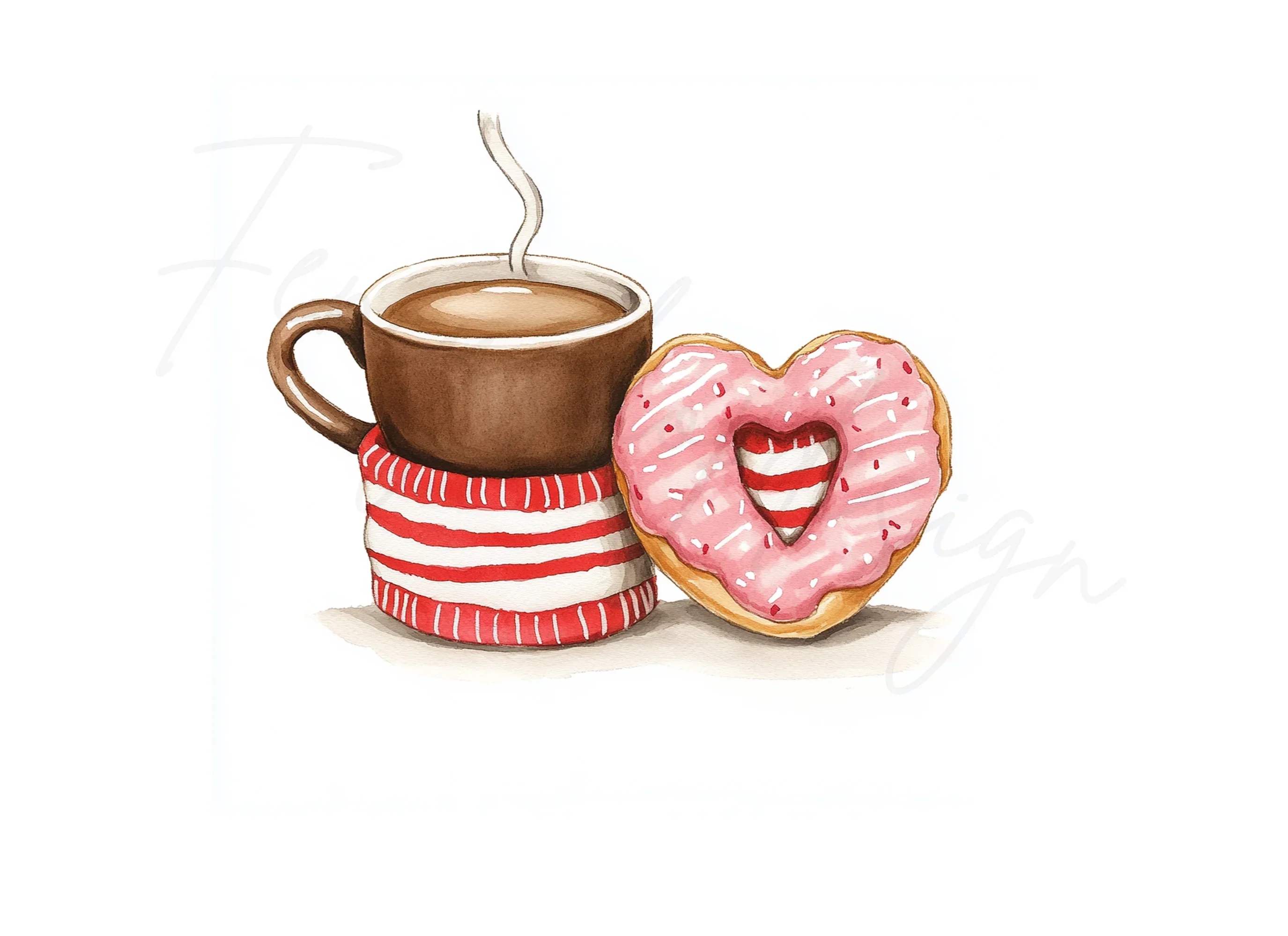 Cozy Coffee and Donut Valentine Clipart Bundle - Image 2