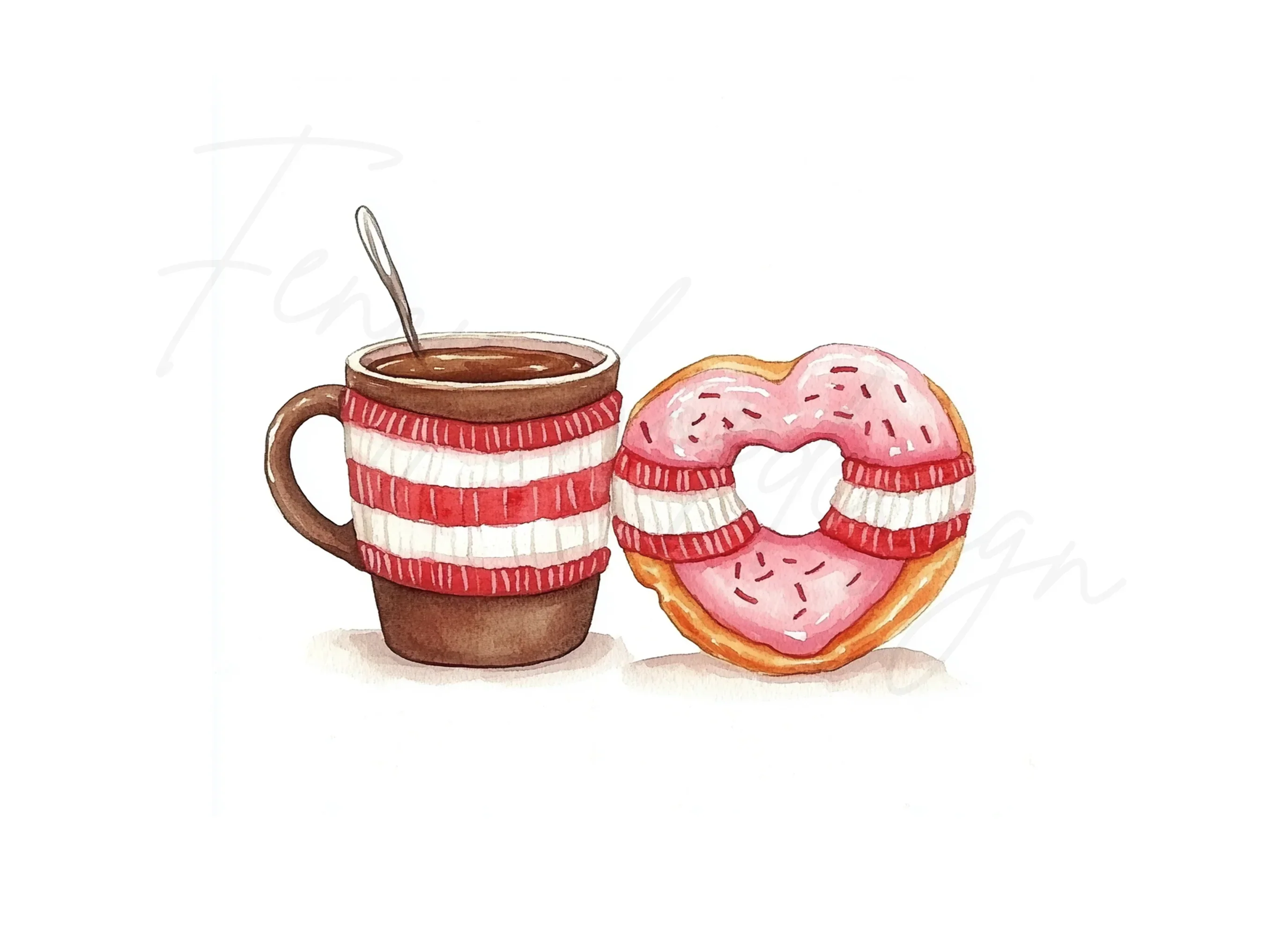 Cozy Coffee and Donut Valentine Clipart Bundle - Image 3