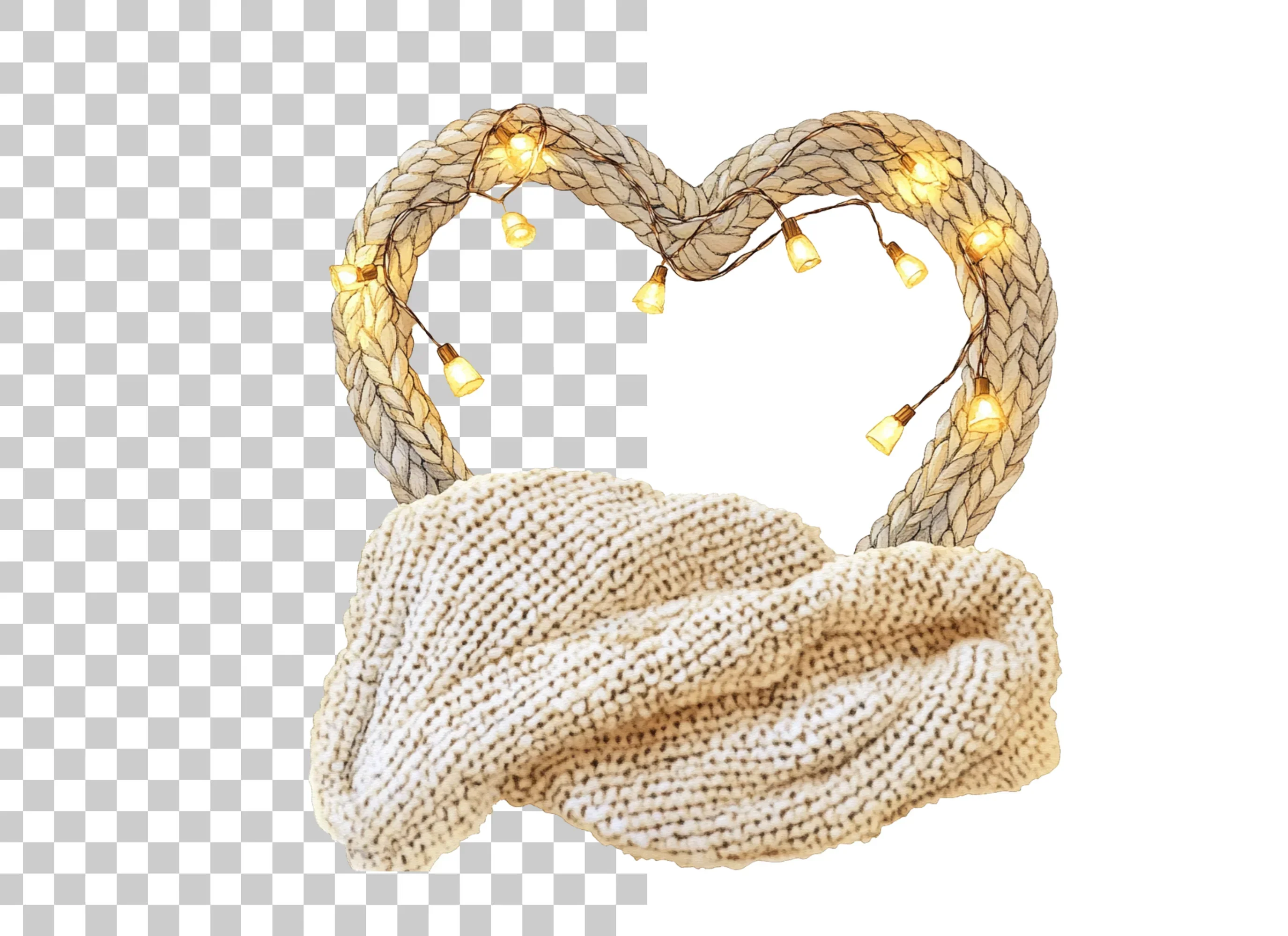 Cozy Heart Frames with Fairy Lights Clipart Bundle - Image 2