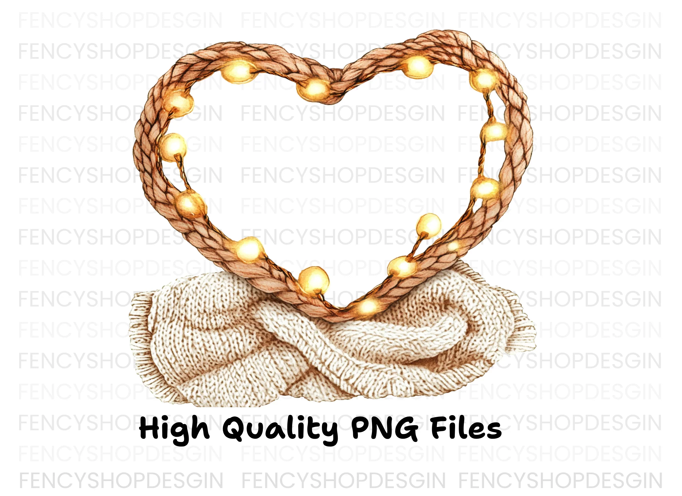 Cozy Heart Frames with Fairy Lights Clipart Bundle - Image 3