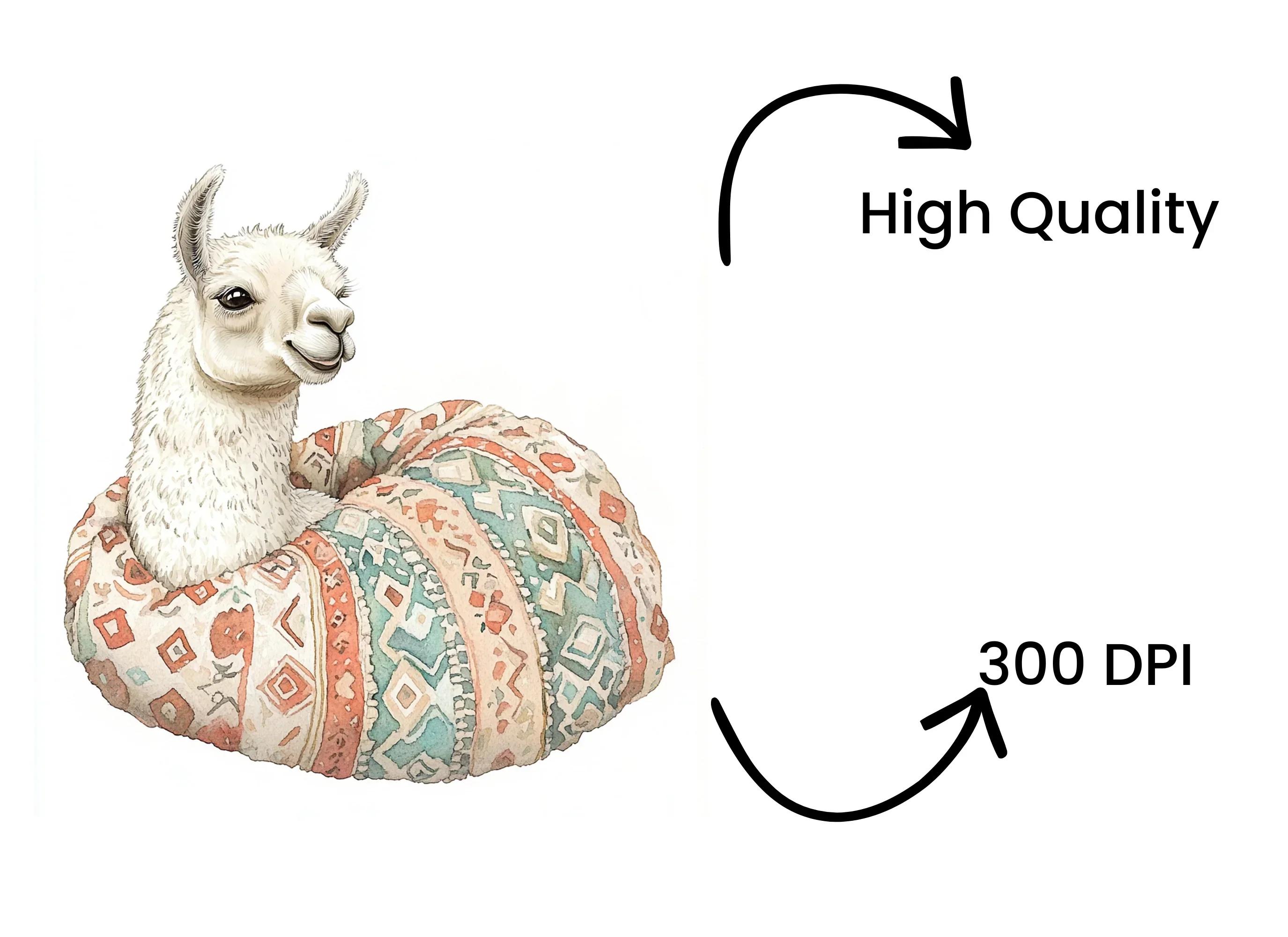 Cozy Llama in Soft Blankets Clipart Bundle - Image 4