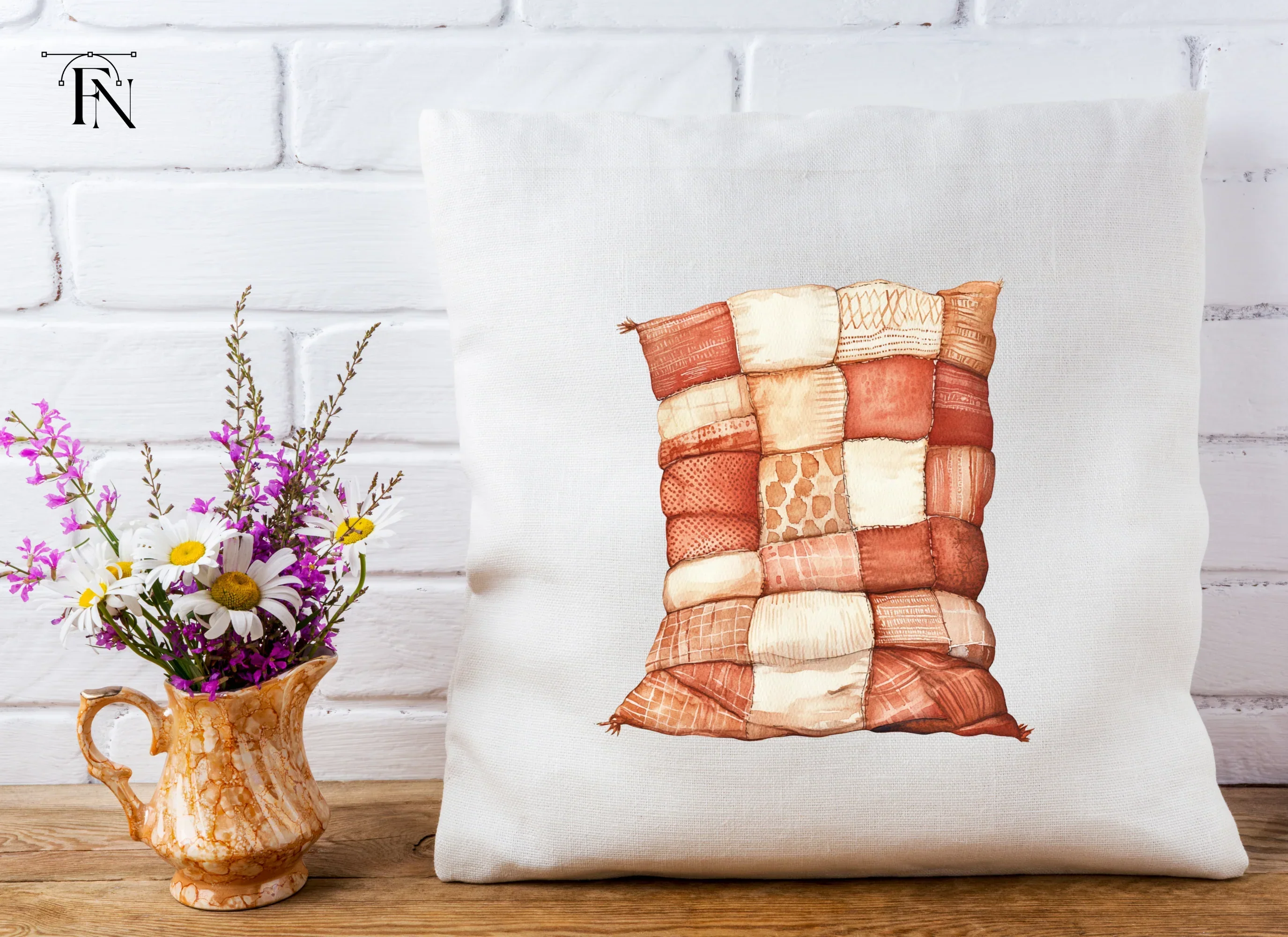 Cozy Patchwork Pillow Clipart Bundle - Image 4