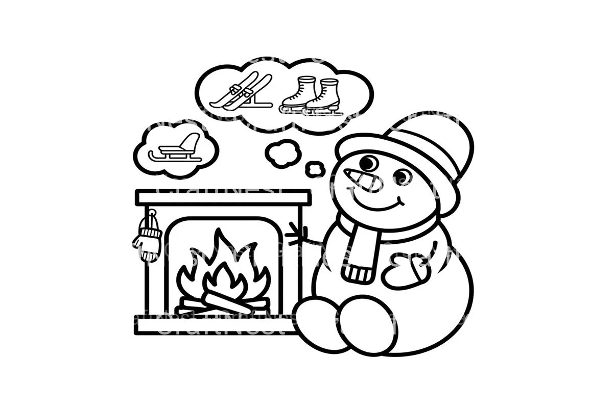 Cozy Snowman by Fireplace Coloring Books - Image 4