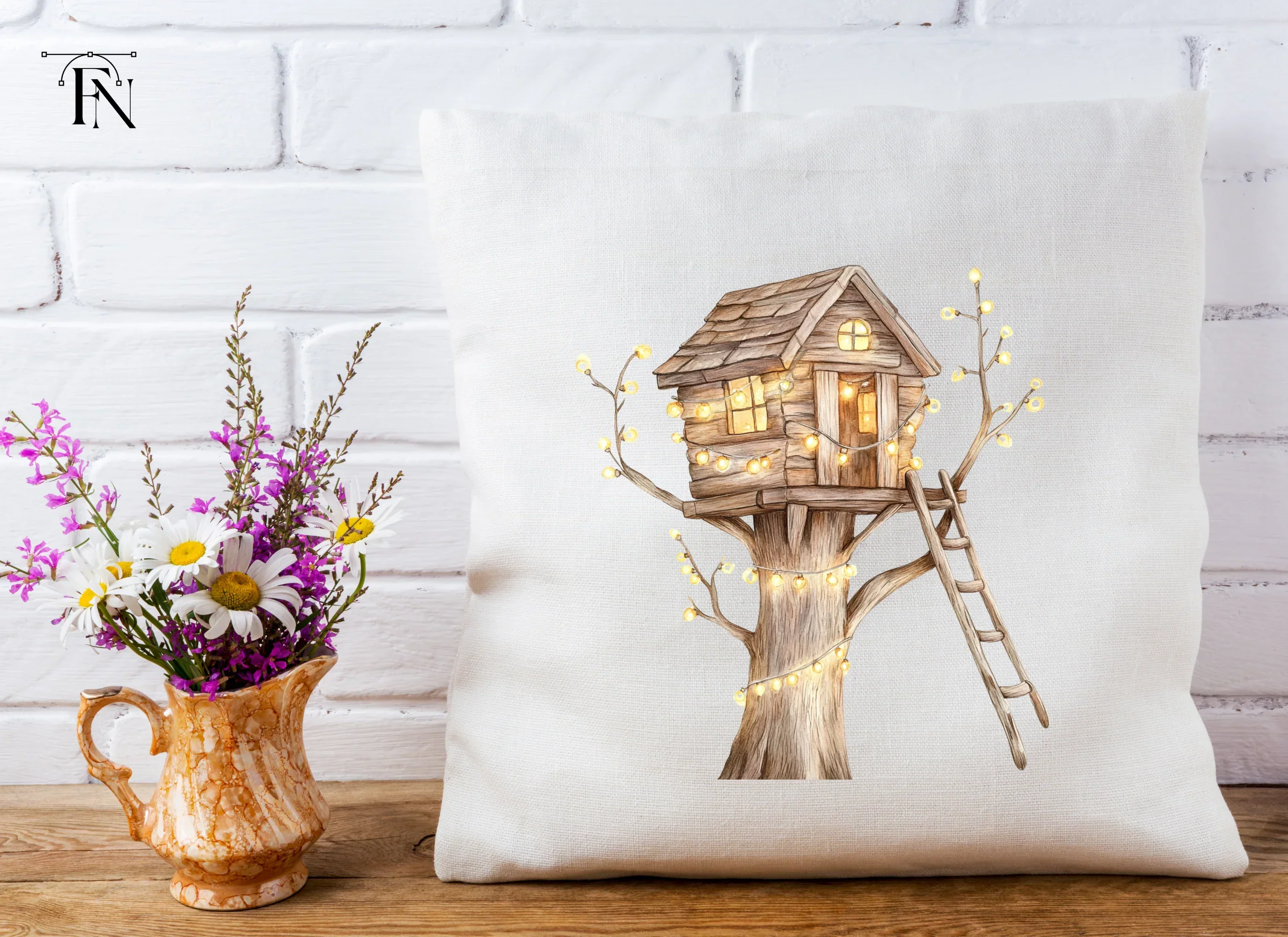 Cozy Treehouse with Glowing Lights Clipart Bundle - Image 2